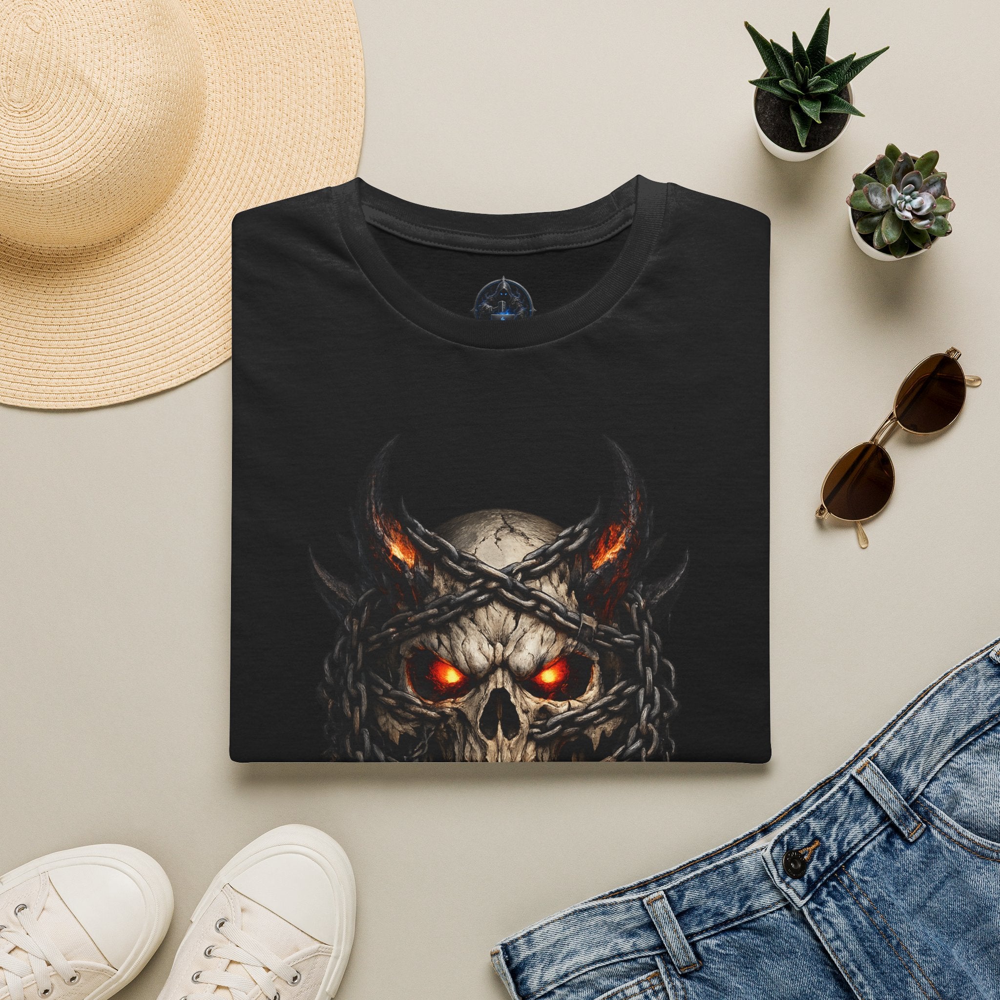 Demonic Skull T-Shirt — Flaming Skull Graphic Tee