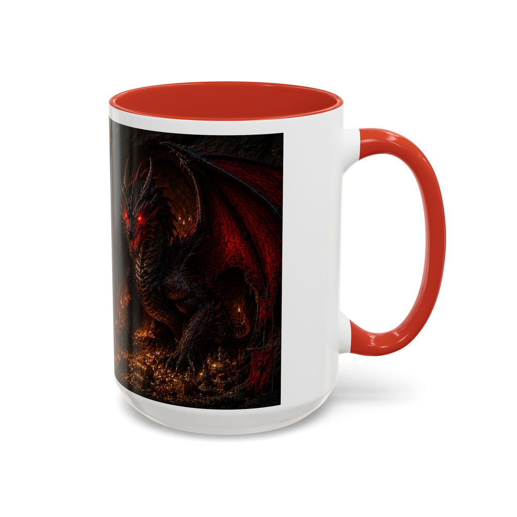 Dragon Coffee Mug — Dark Fantasy Red-Eyed Dragon Accent Mug (11/15oz)