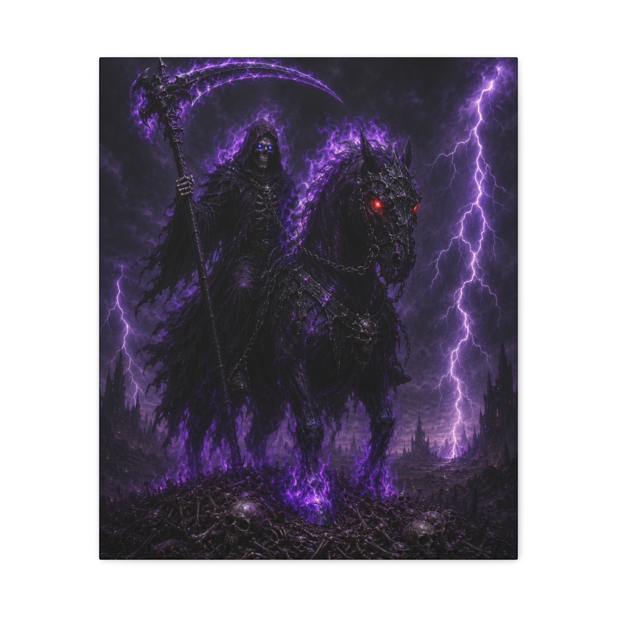 Dark Reaper on Shadow Steed Matte Canvas Print — Gothic Wall Art