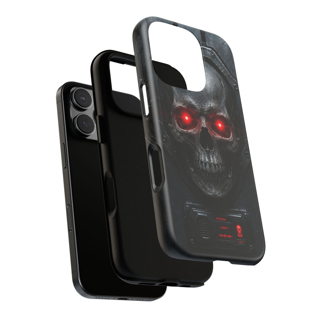 Skull Sentinel Phone Case — Red-Eyed Tactical Skull Protective Case