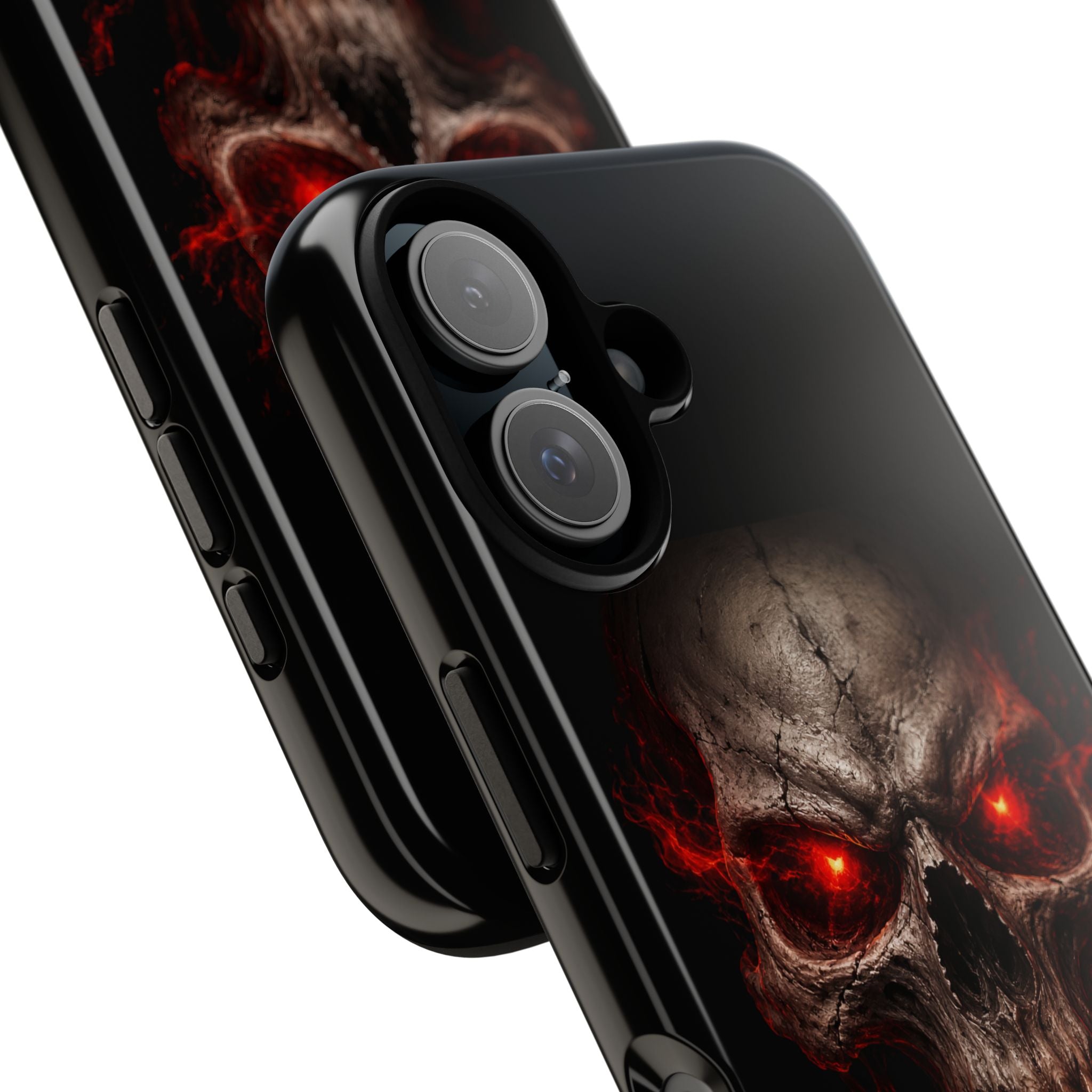 Flaming Skull Tough Case — Heavy-Duty Phone Case with Red-Eye Skull Design