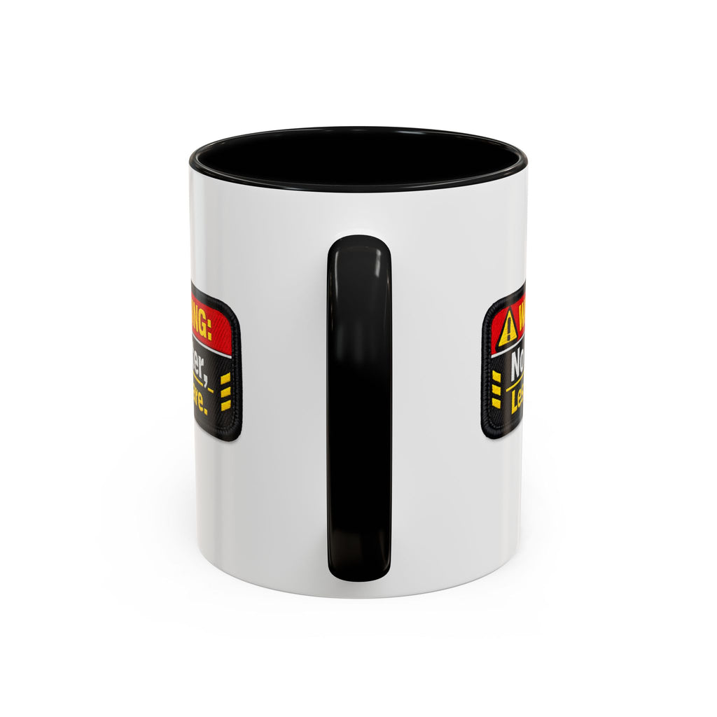Coffee Mug — "Warning: No Filter, Less Care" Accent Ceramic Mug