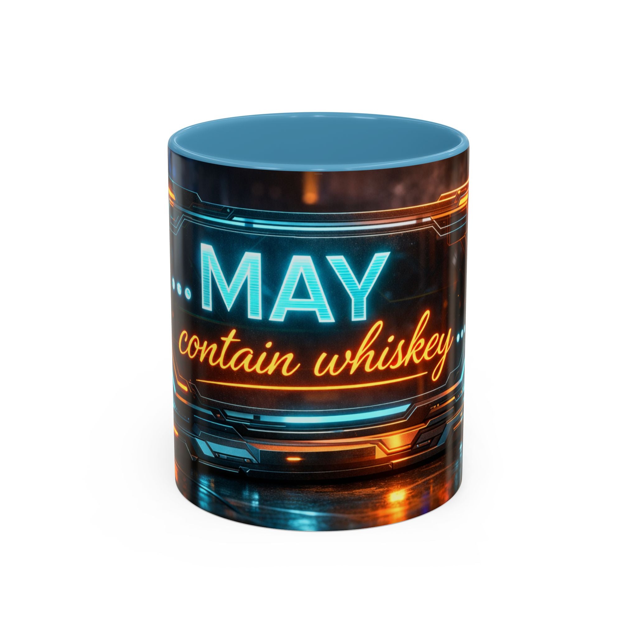 Coffee Mug — Neon Sign “May Contain Whiskey” Accent Mug (11/15 oz)
