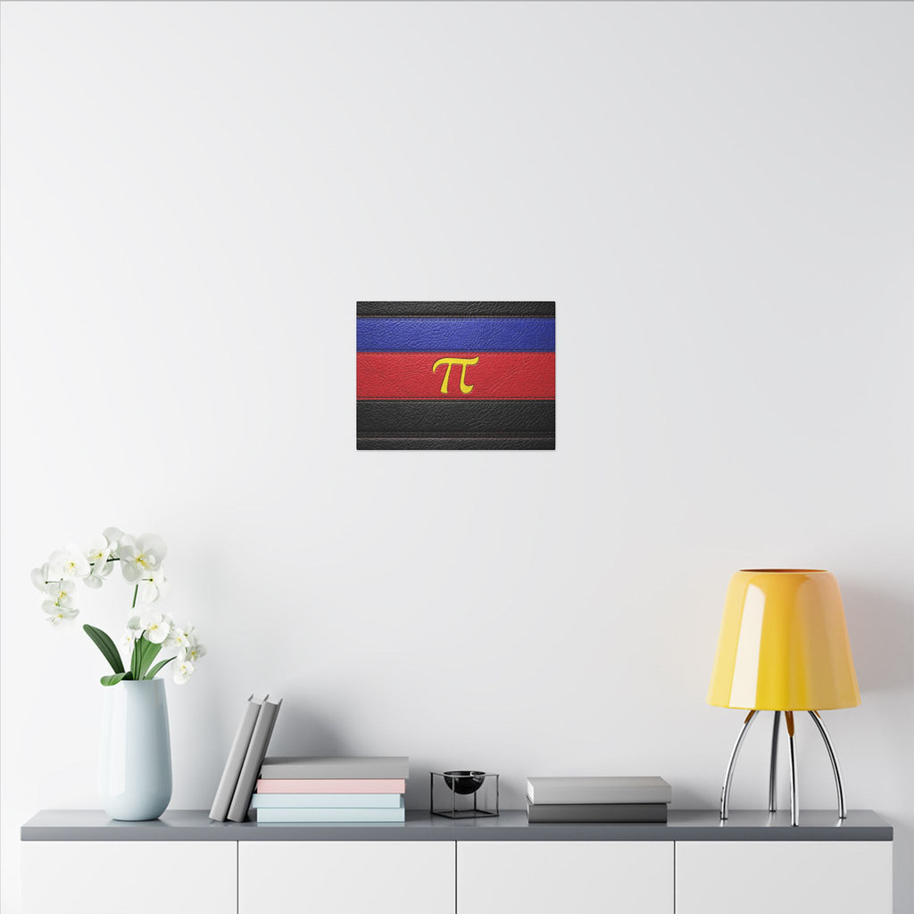 Polyamorous Symbol Leather Flag Canvas Print — Blue & Red Striped Matte Wall Art