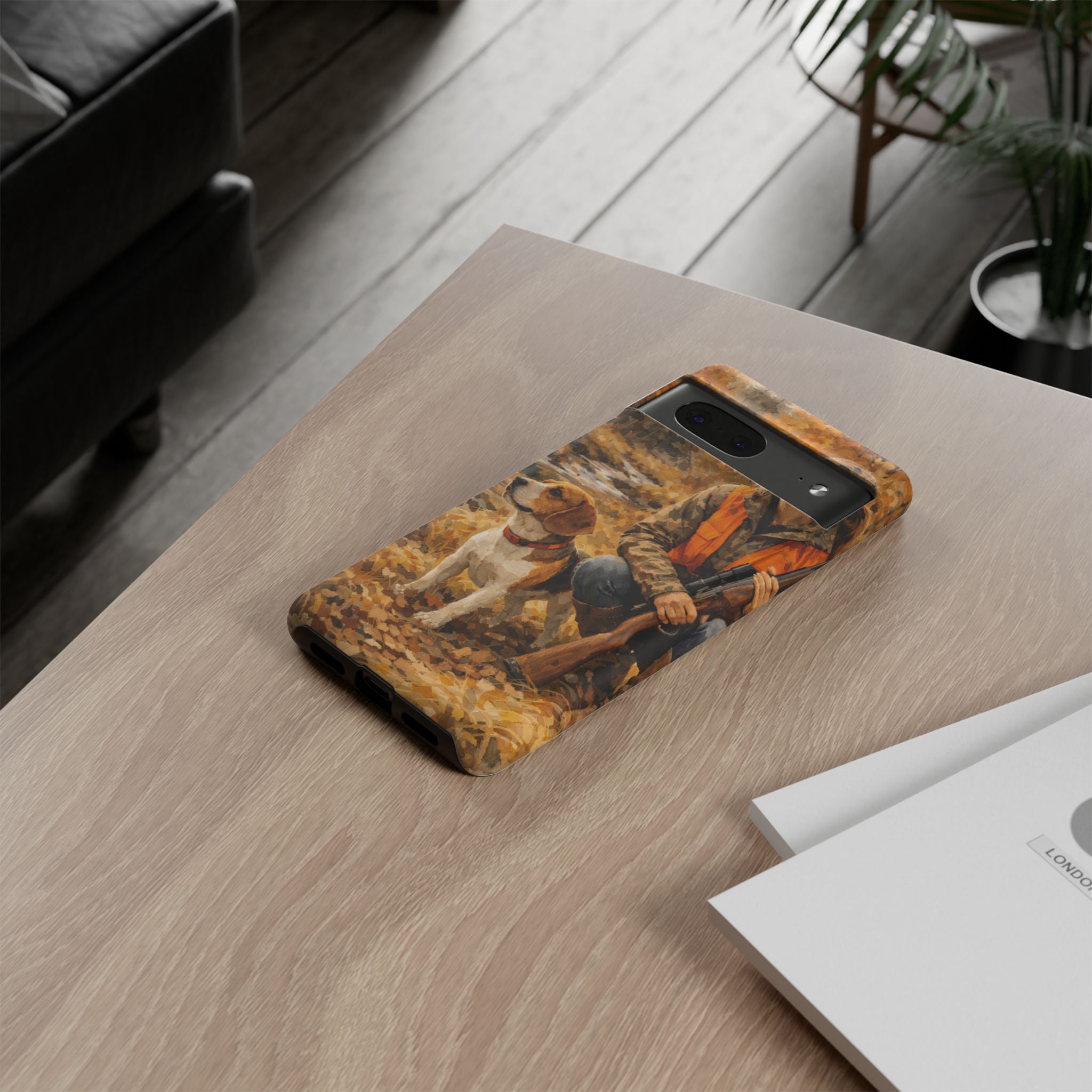 Hunter and Beagle Phone Case — Hunting Dog Autumn Camouflage iPhone Cover