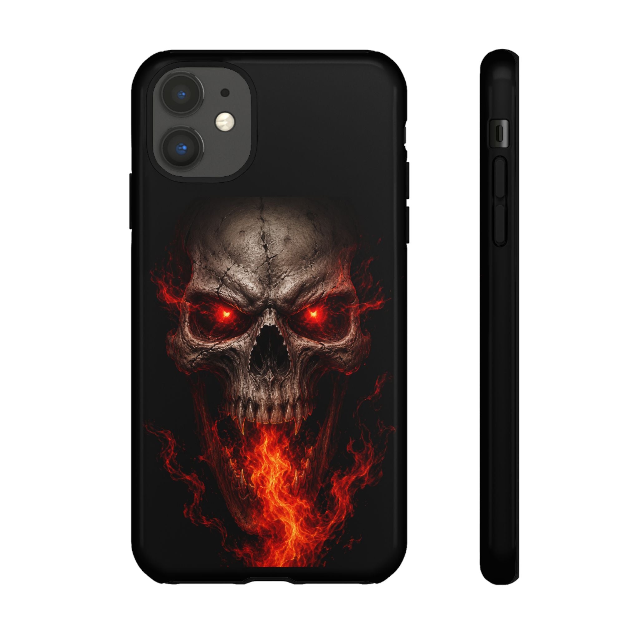 Flaming Skull Tough Case — Heavy-Duty Phone Case with Red-Eye Skull Design