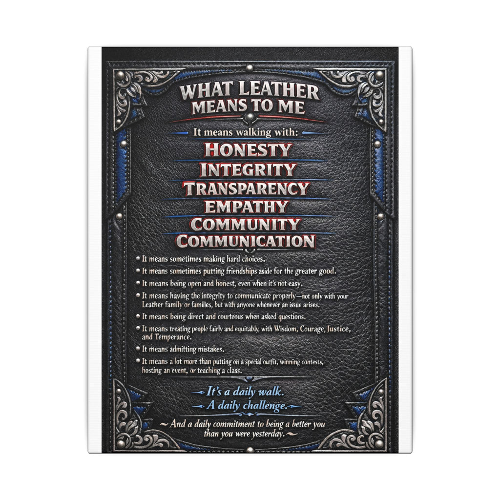 Canvas Wall Art — “What Leather Means to Me” Inspirational Thoughts
