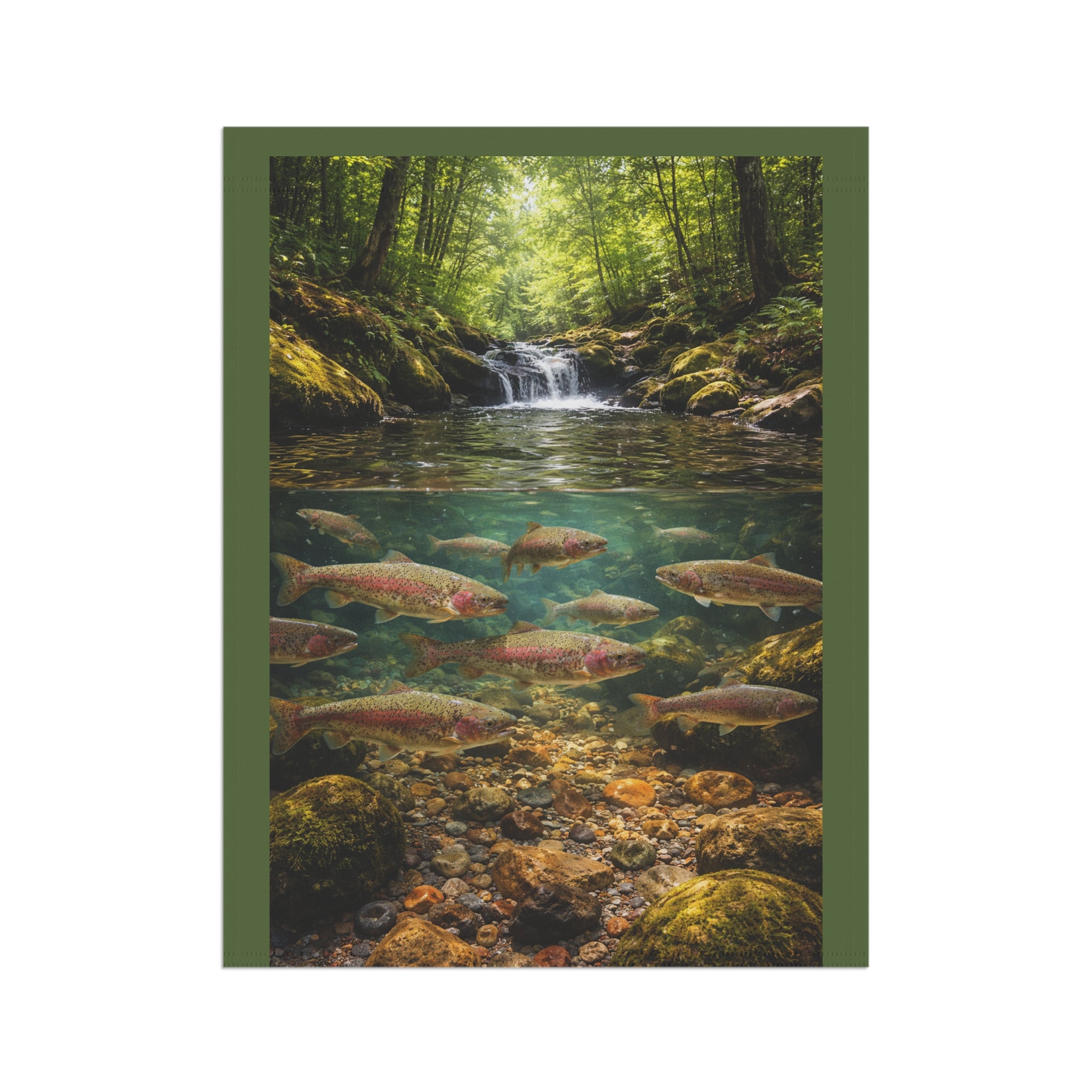 Trout Stream Garden Flag – Woodland Waterfall Yard Banner