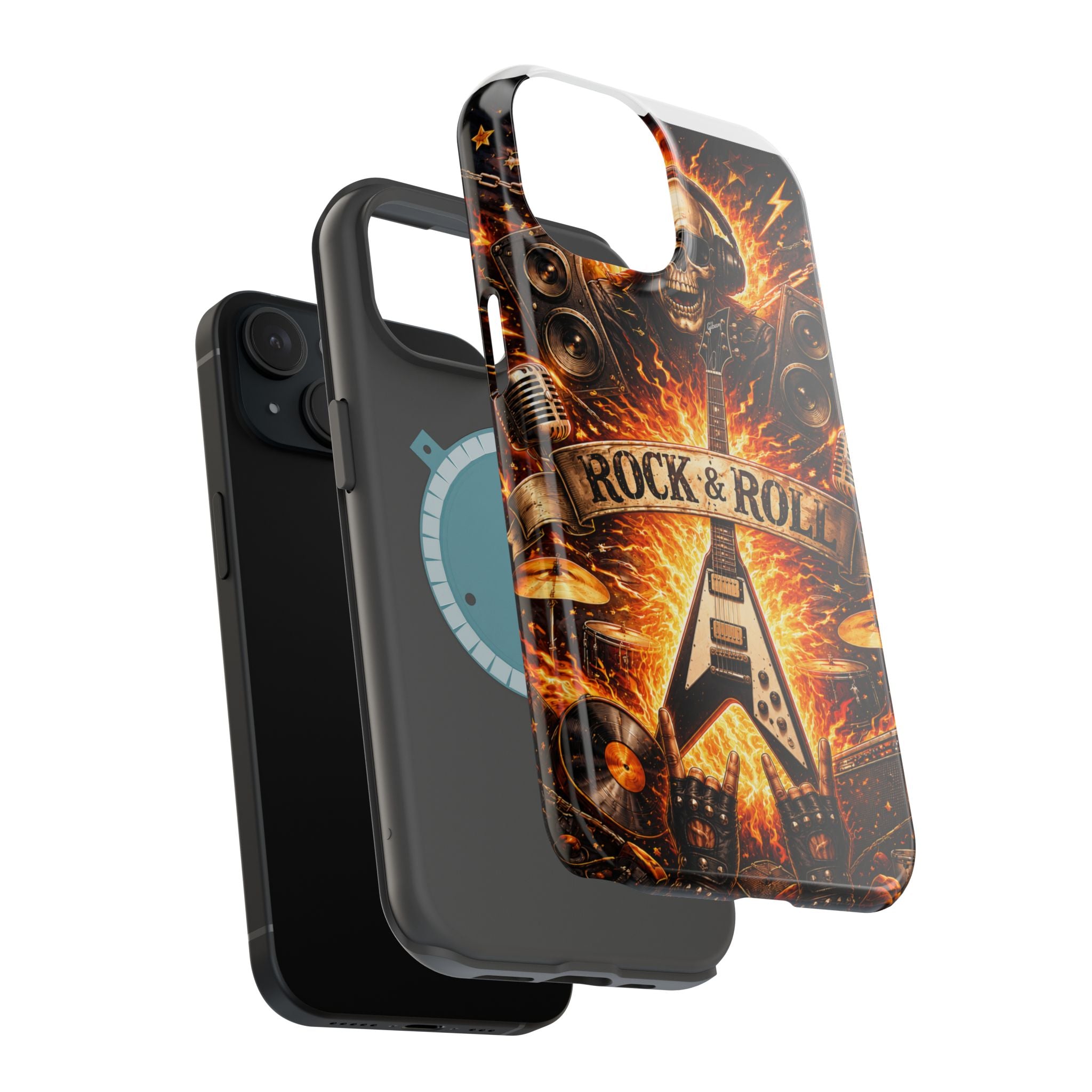 Rock & Roll Skull Guitar Phone Case — Magnetic Impact-Resistant