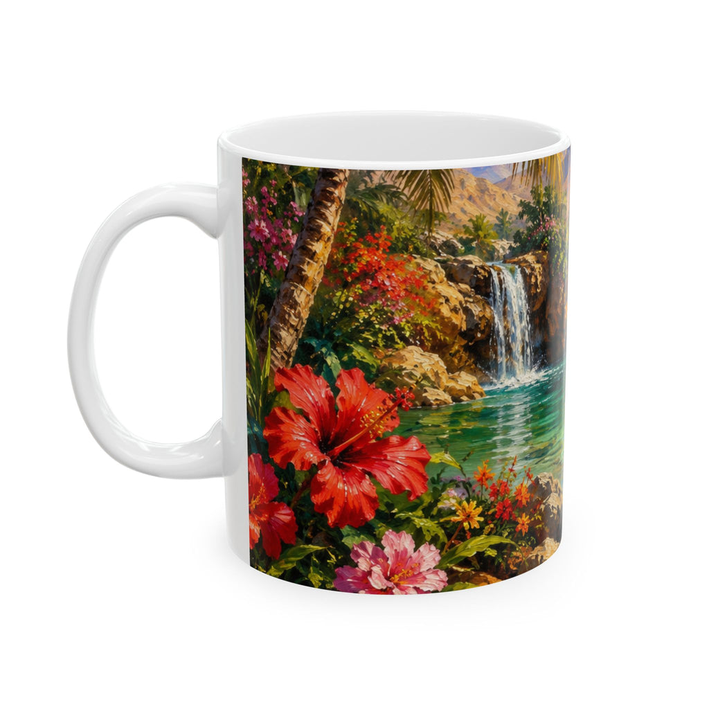 Tropical Paradise Ceramic Mug — Scenic Island Beach Sunset (11oz & 15oz)