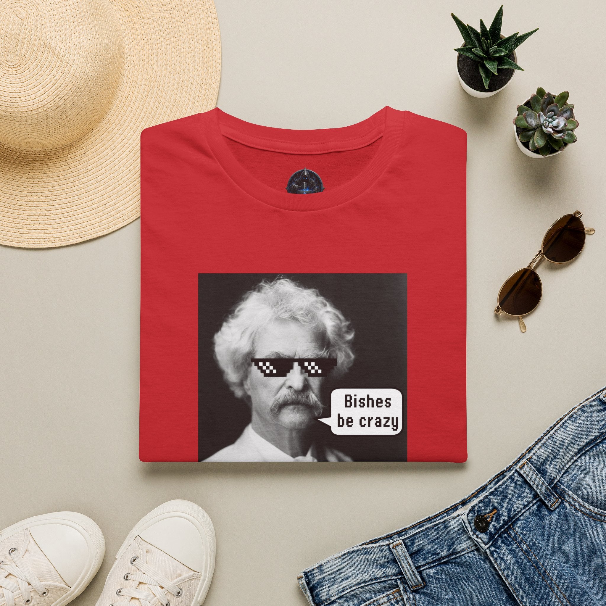 T-Shirt — Retro Mark Twain Meme Tee “Bishes Be Crazy”