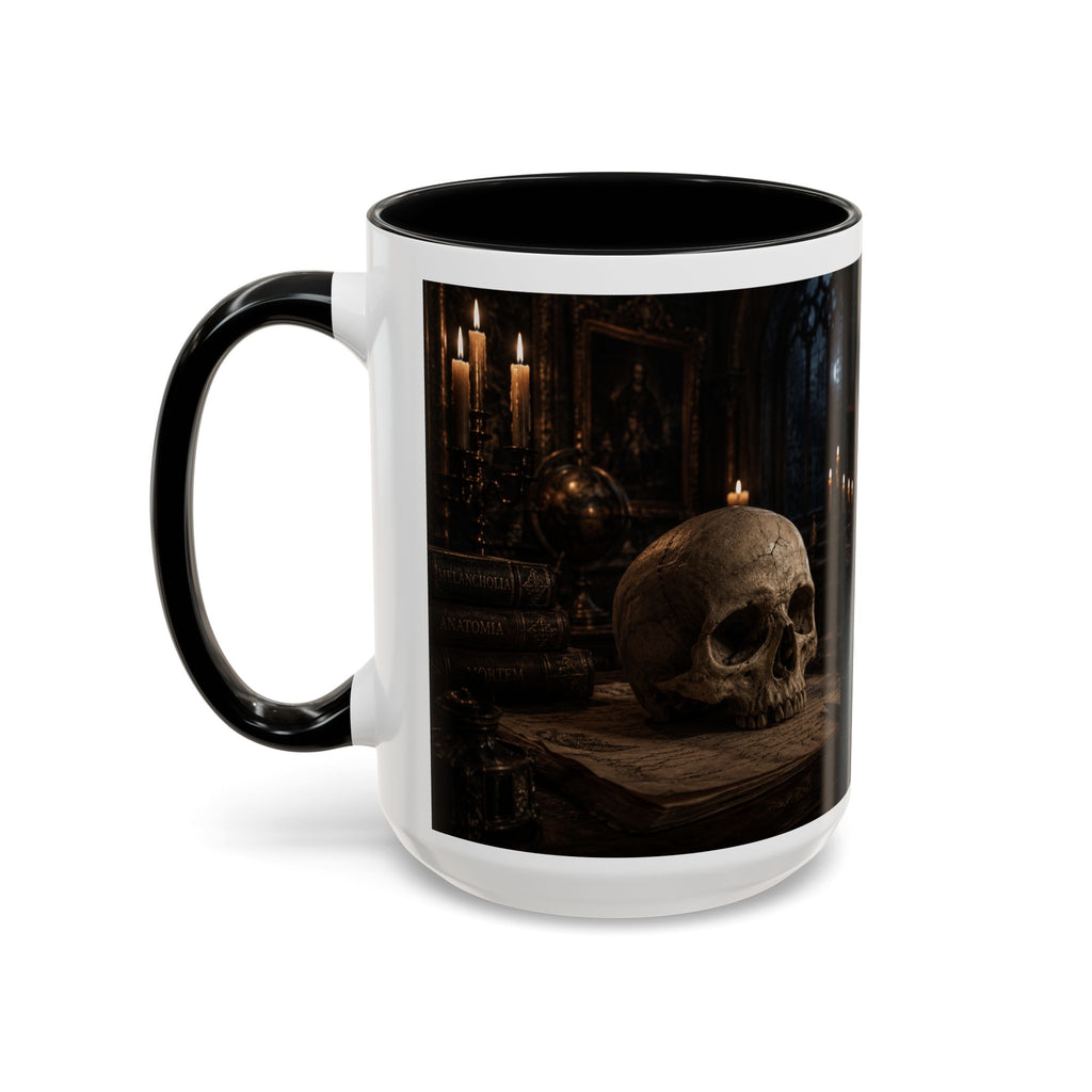 Gothic Skull Coffee Mug — Candlelit Occult Library Accent Mug (11/15oz)