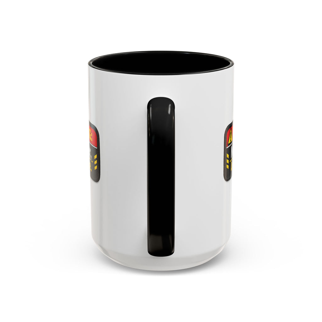 Coffee Mug — "Warning: No Filter, Less Care" Accent Ceramic Mug