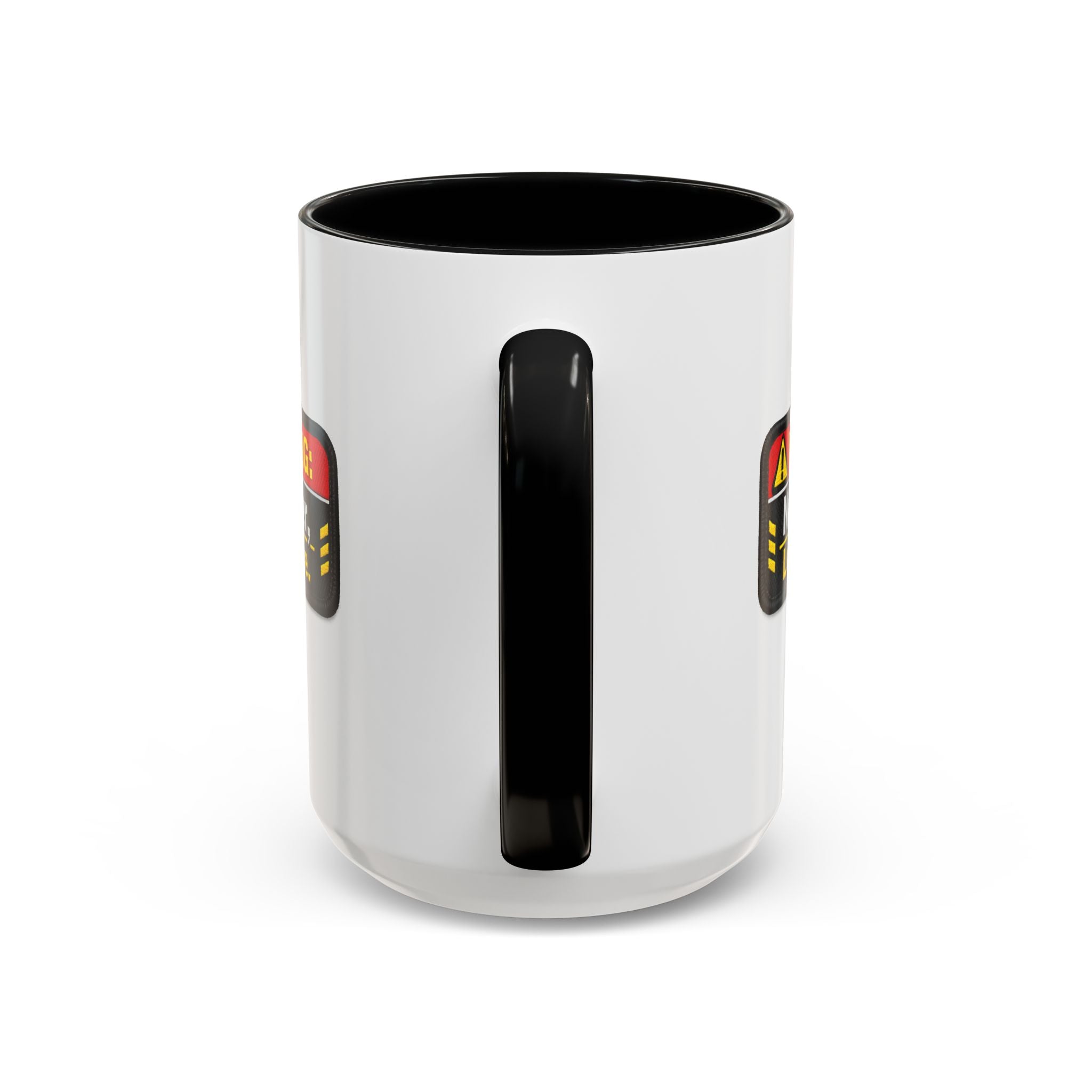 Coffee Mug — "Warning: No Filter, Less Care" Accent Ceramic Mug