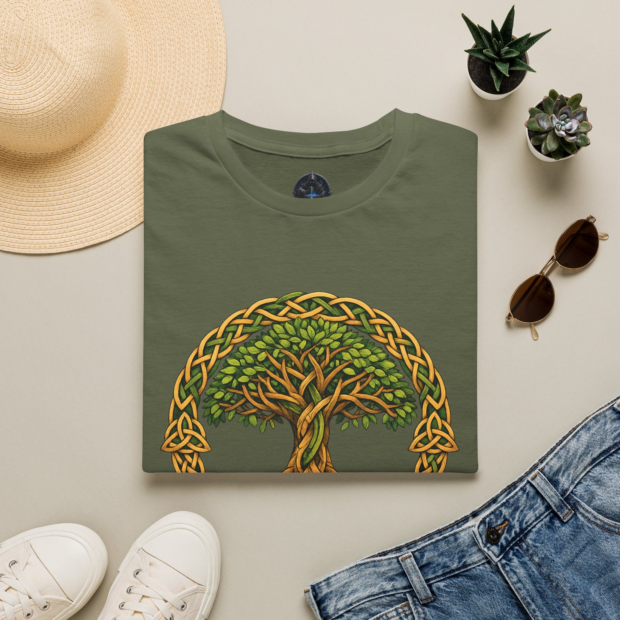 Celtic Tree of Life T-Shirt — Green Knotwork Spiritual Nature Tee