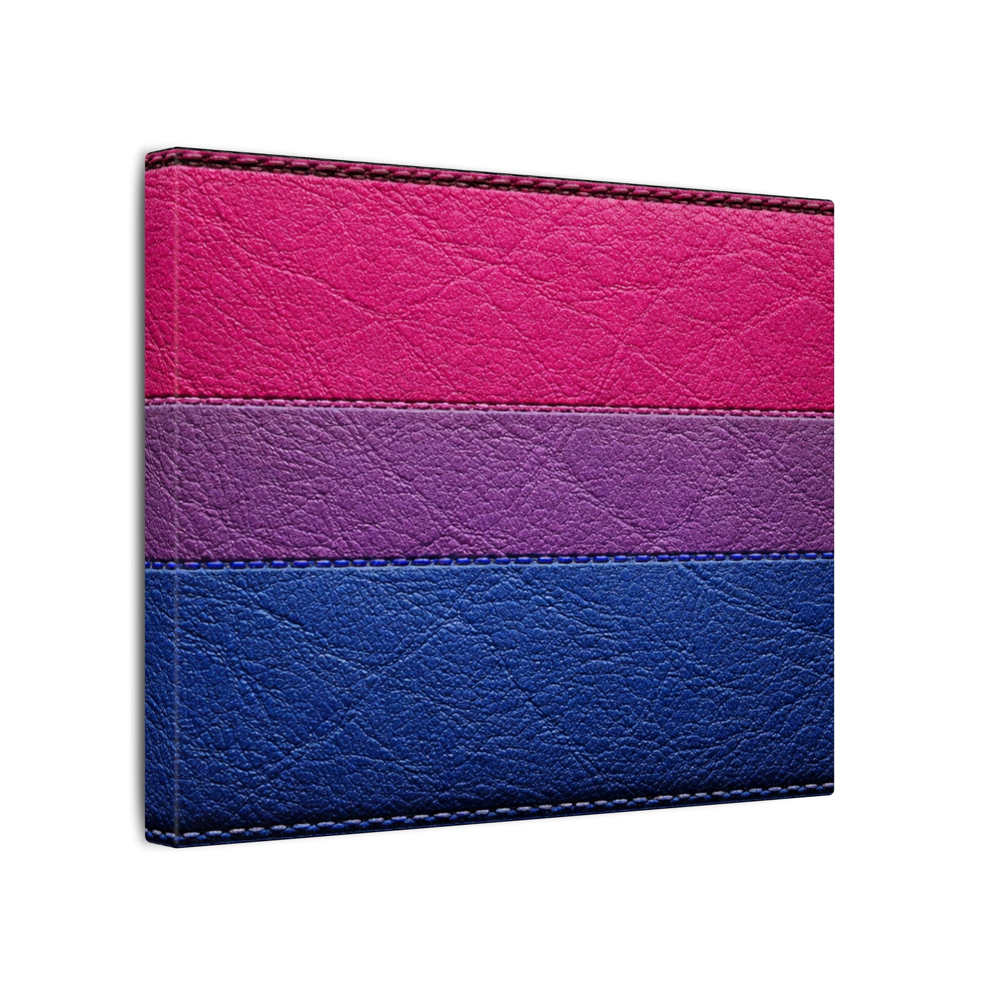 Bisexual Pride Flag Canvas Wall Art — Leather Patch Style Matte Print