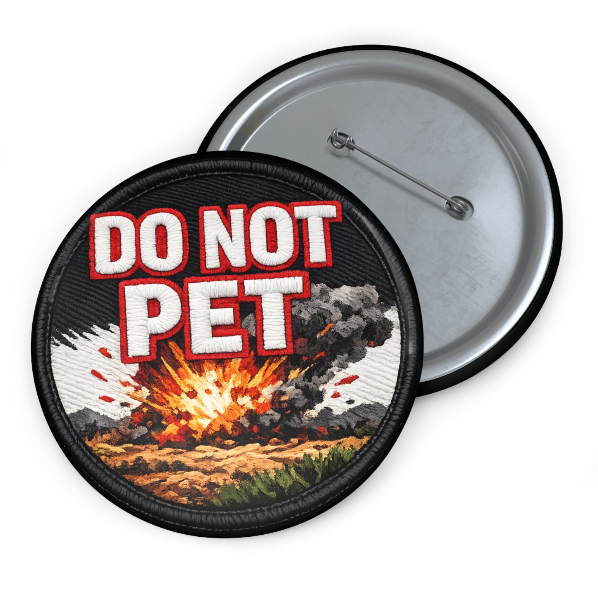 Do Not Pet Pin Button — Funny Retro Explosion Badge
