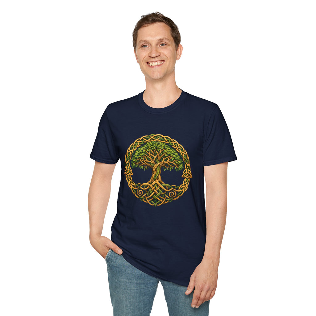 Celtic Tree of Life T-Shirt — Green Knotwork Spiritual Nature Tee