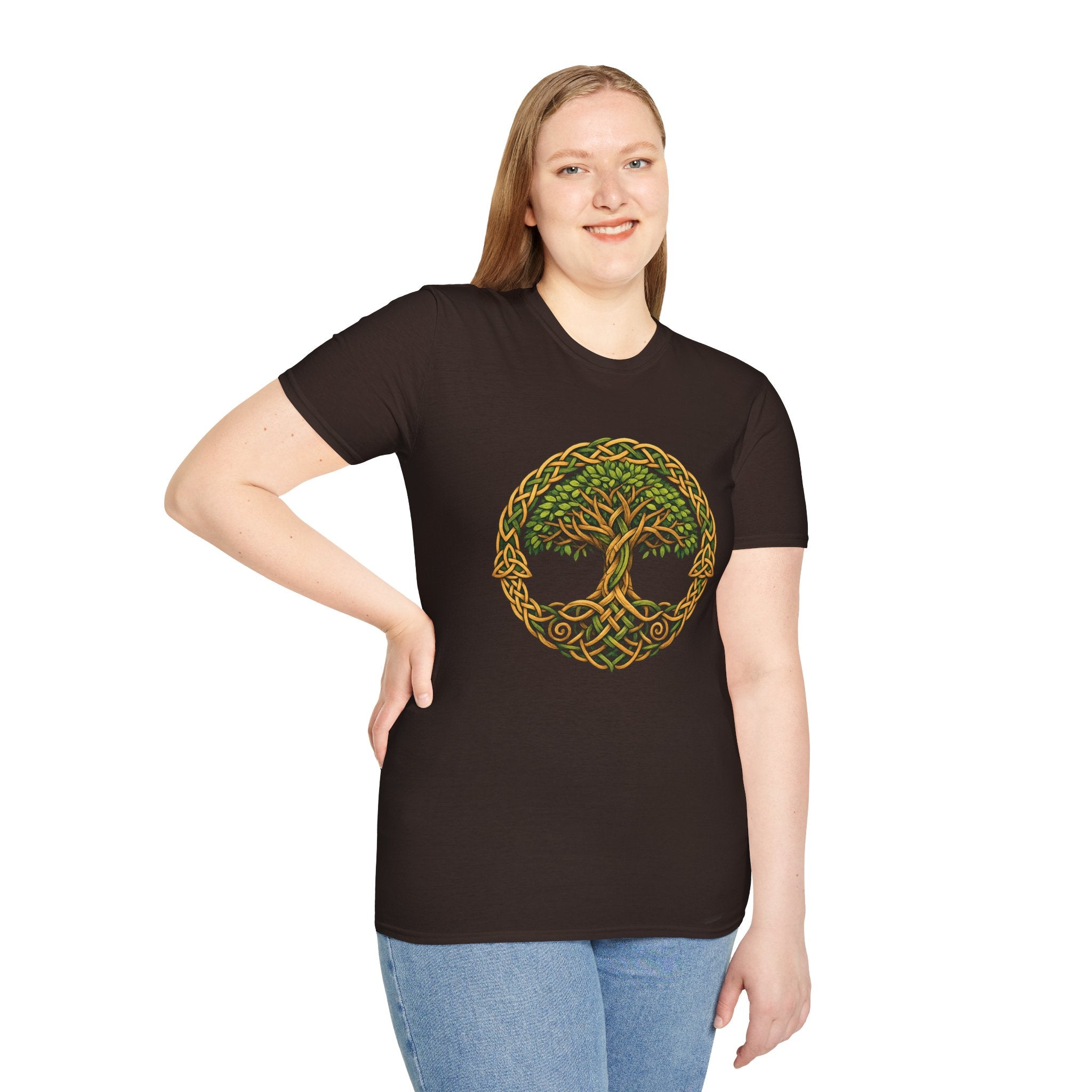 Celtic Tree of Life T-Shirt — Green Knotwork Spiritual Nature Tee