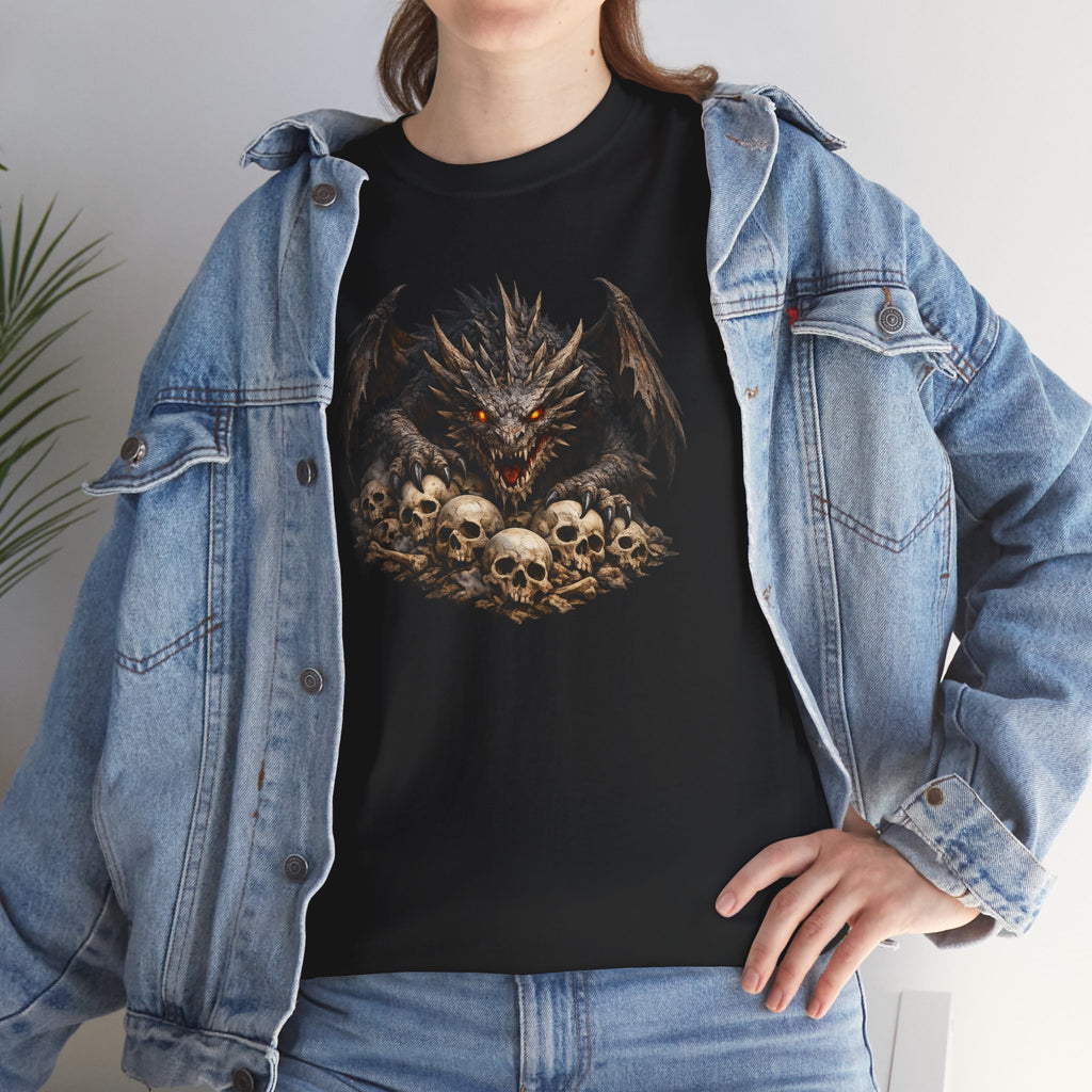 Premium Dragon Skull T-Shirt — Dark Fantasy Graphic Tee for Gothic & Metal Fans