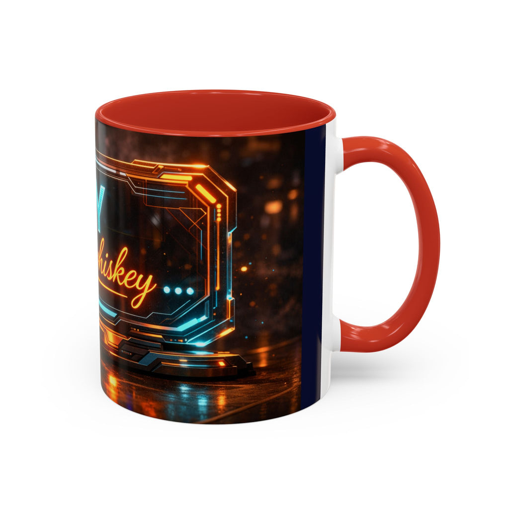 Coffee Mug — Neon Sign “May Contain Whiskey” Accent Mug (11/15 oz)