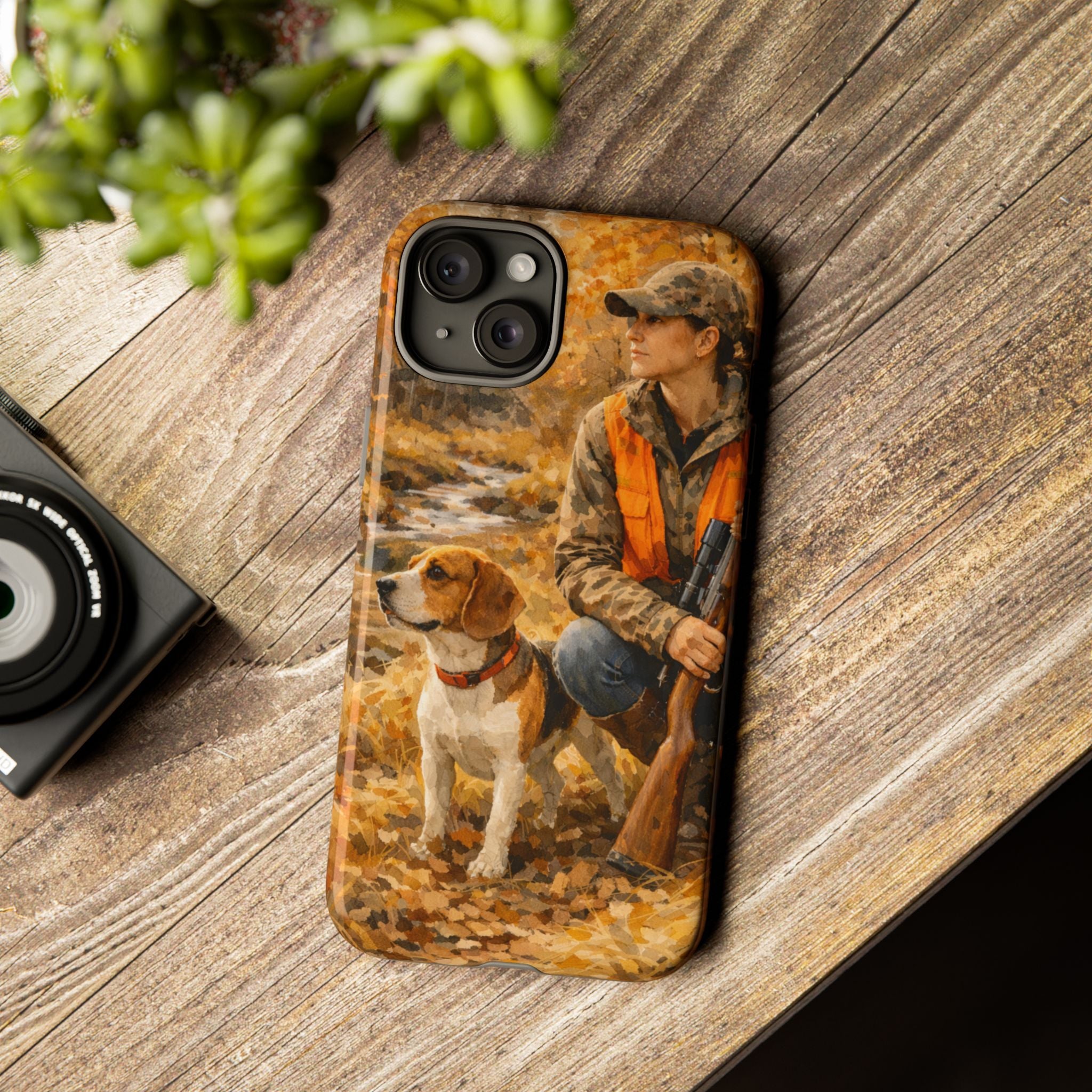 Hunter and Beagle Phone Case — Hunting Dog Autumn Camouflage iPhone Cover
