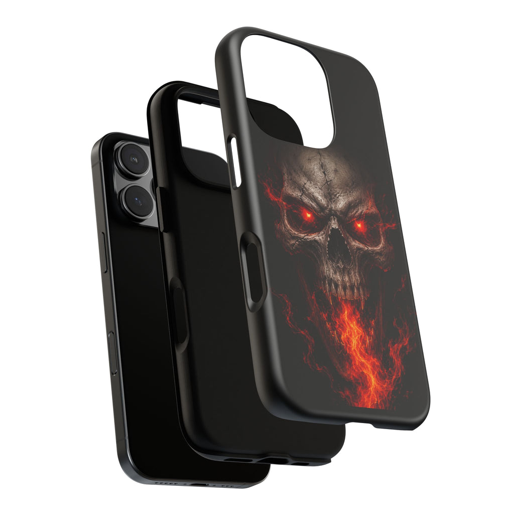 Flaming Skull Tough Case — Heavy-Duty Phone Case with Red-Eye Skull Design