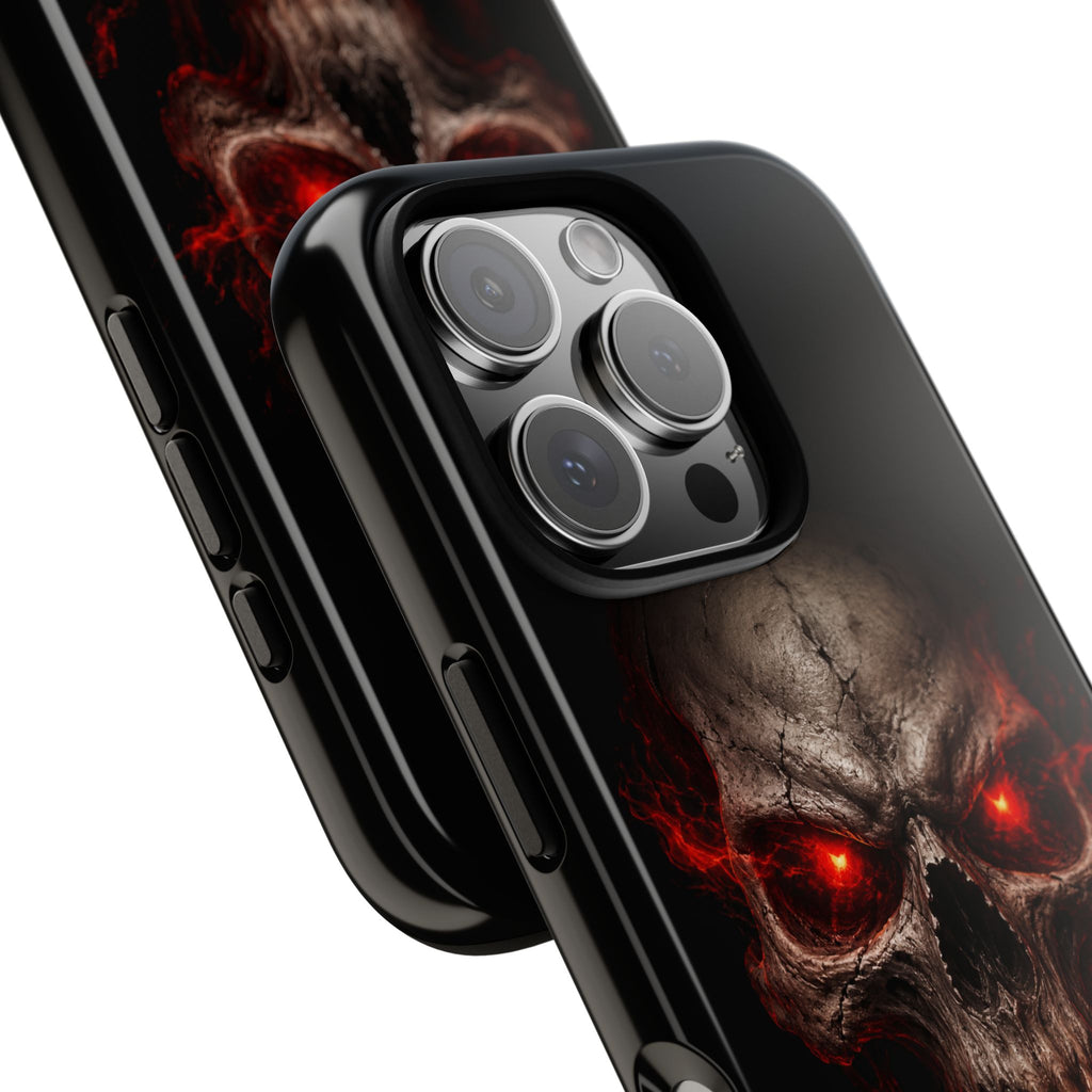 Flaming Skull Tough Case — Heavy-Duty Phone Case with Red-Eye Skull Design