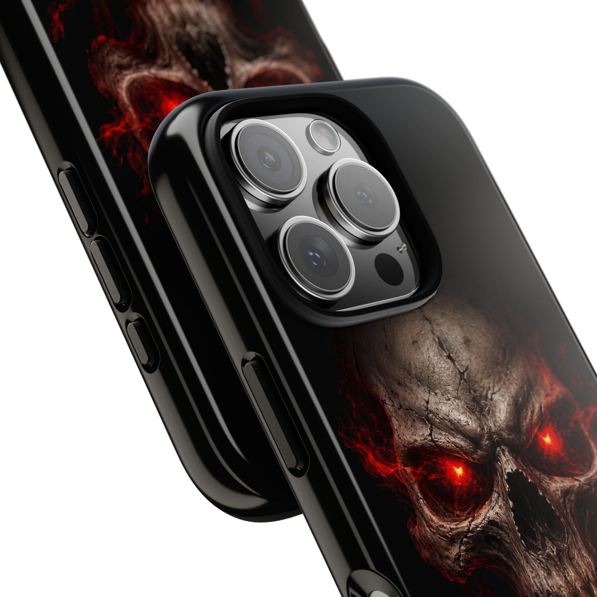 Flaming Skull Tough Case — Heavy-Duty Phone Case with Red-Eye Skull Design