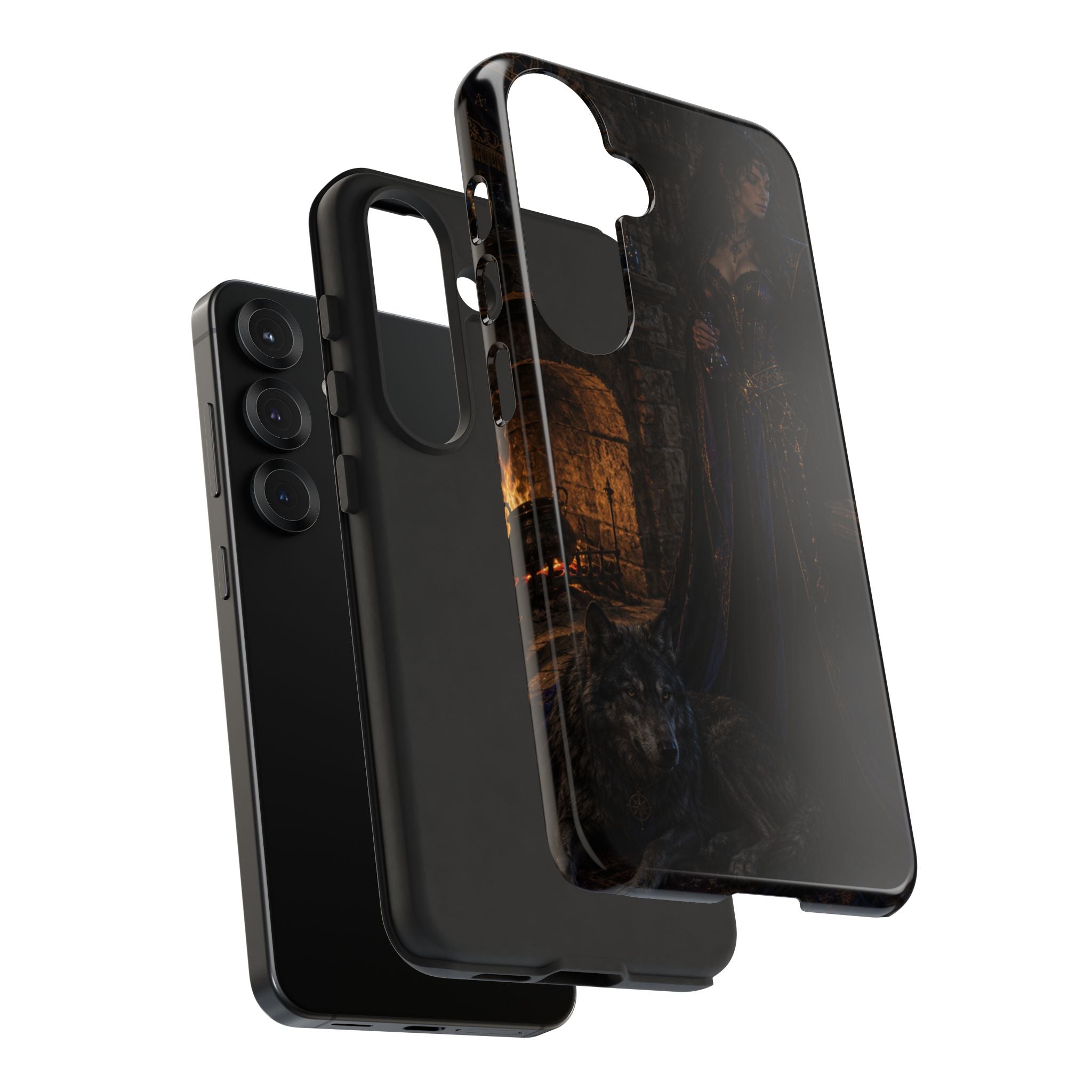Gothic Witch Phone Case — Dark Fantasy Wolf & Fireplace Tough Case