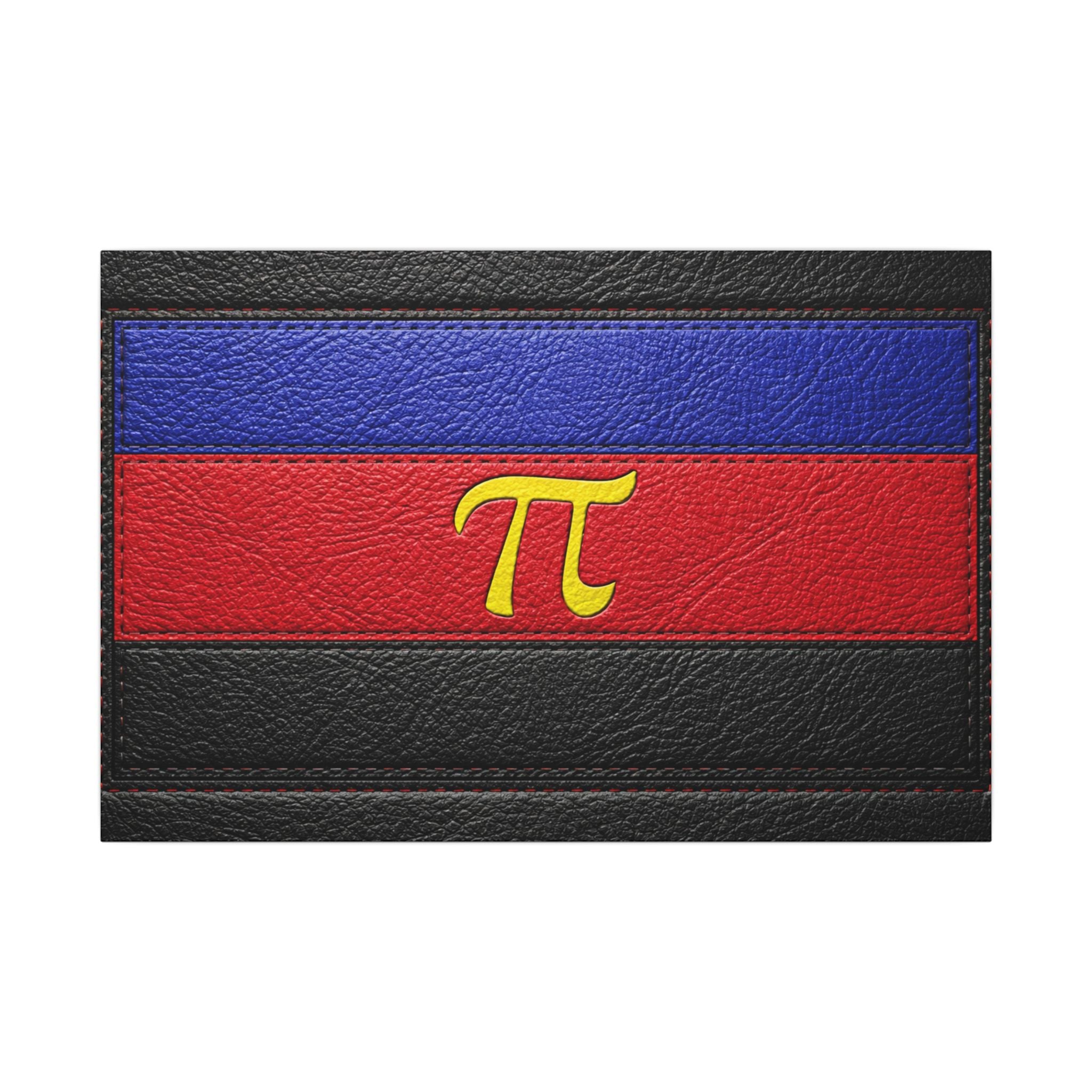 Polyamorous Symbol Leather Flag Canvas Print — Blue & Red Striped Matte Wall Art