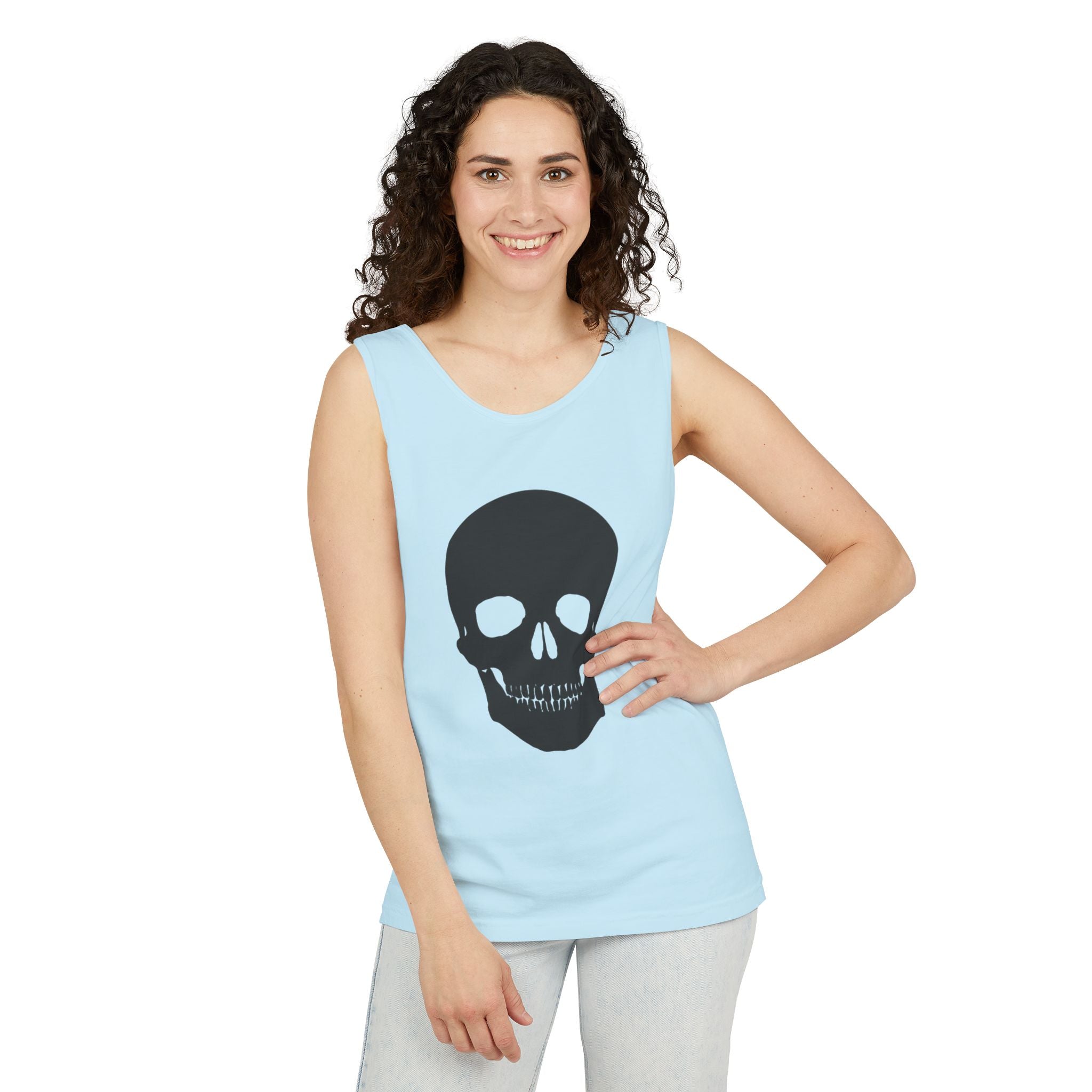 Skull Graphic Tank Top — Bold Black Skull Summer Vest