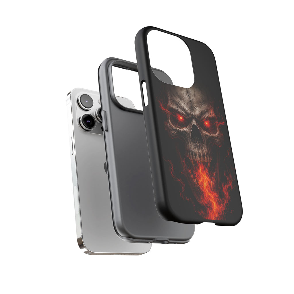 Flaming Skull Tough Case — Heavy-Duty Phone Case with Red-Eye Skull Design