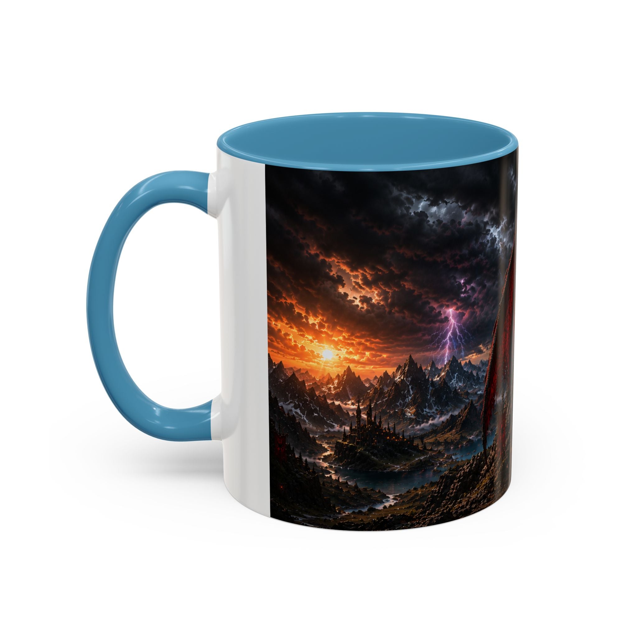 Dragon Coffee Mug — Dark Fantasy Red-Eyed Dragon Accent Mug (11/15oz)