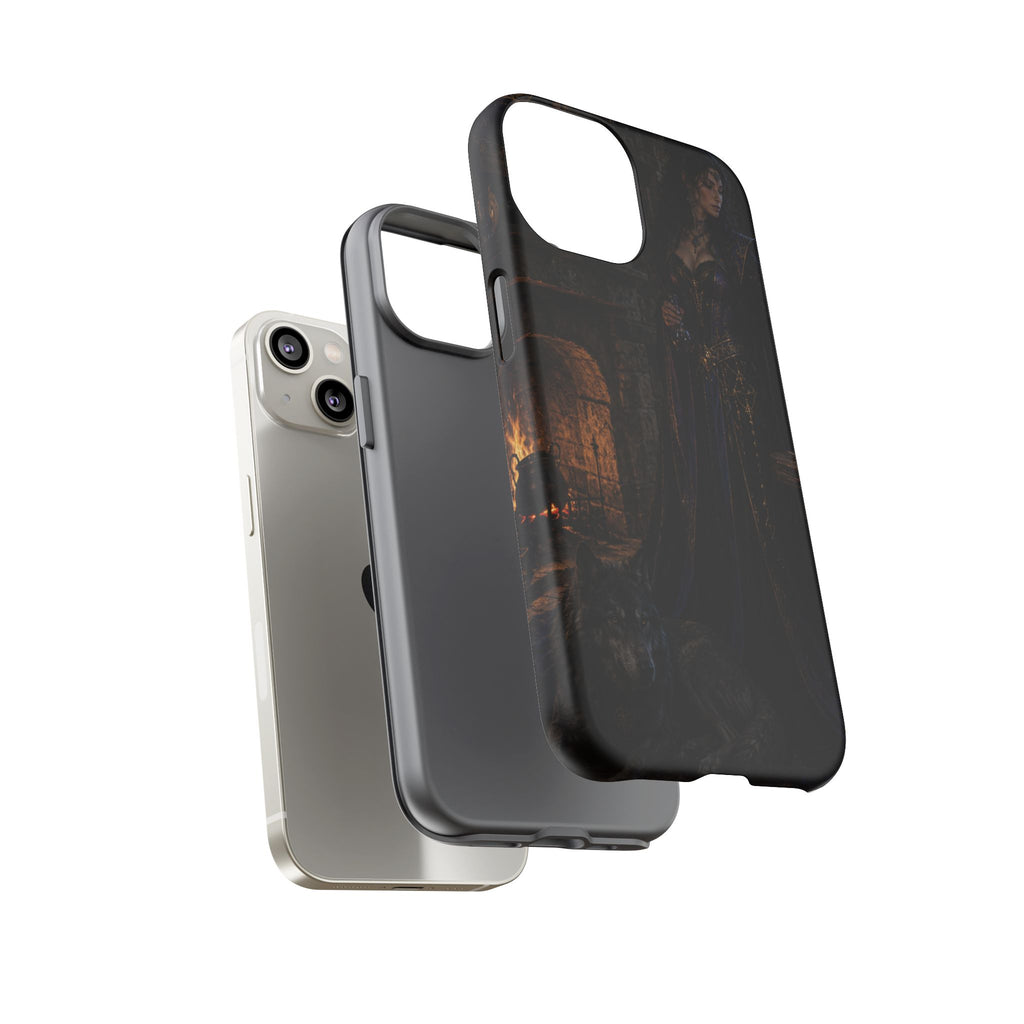 Gothic Witch Phone Case — Dark Fantasy Wolf & Fireplace Tough Case