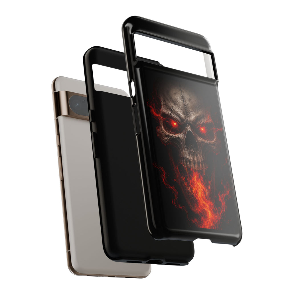 Flaming Skull Tough Case — Heavy-Duty Phone Case with Red-Eye Skull Design
