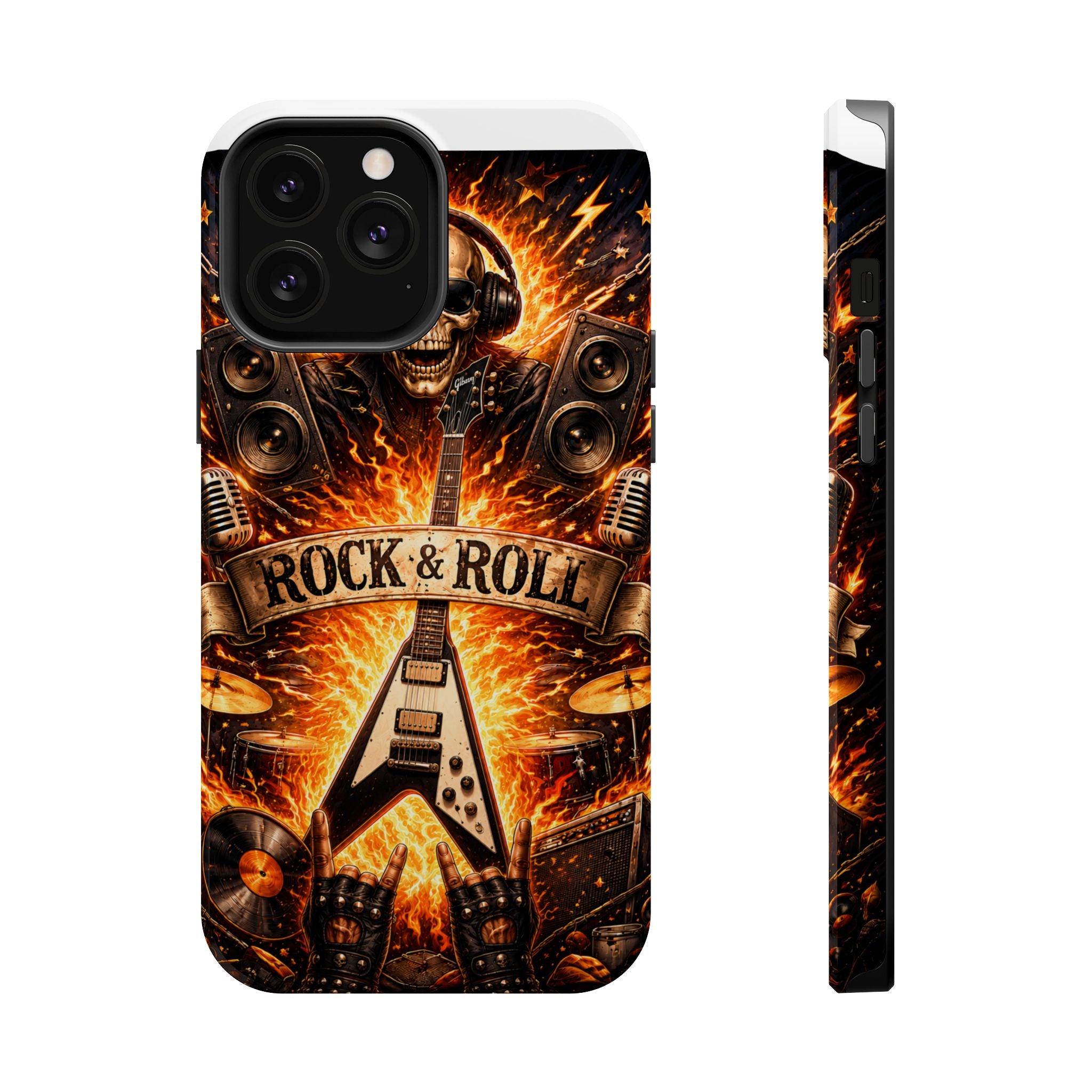 Rock & Roll Skull Guitar Phone Case — Magnetic Impact-Resistant