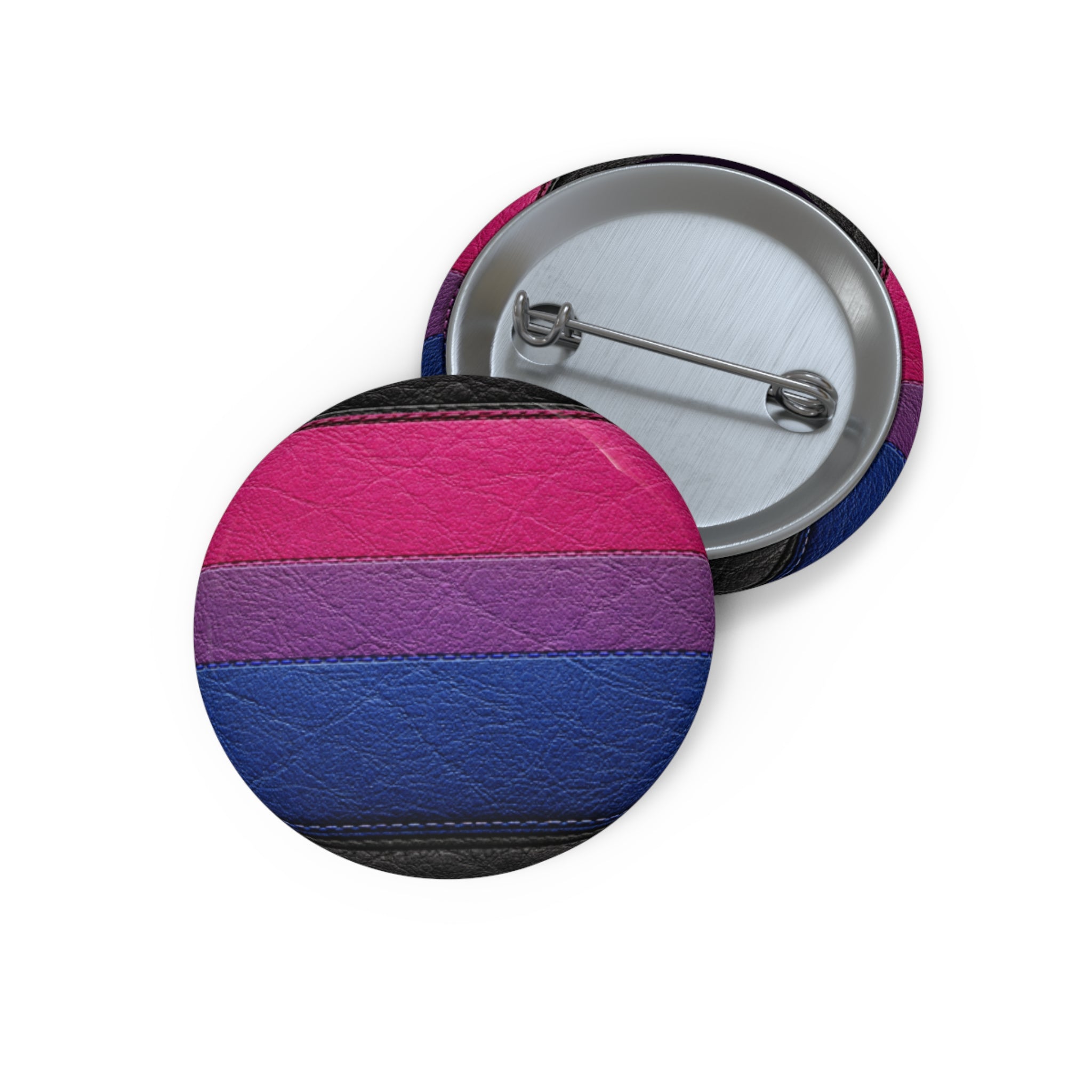 Bisexual Pride Pin Button — Leather Texture LGBTQ+ Flag Badge