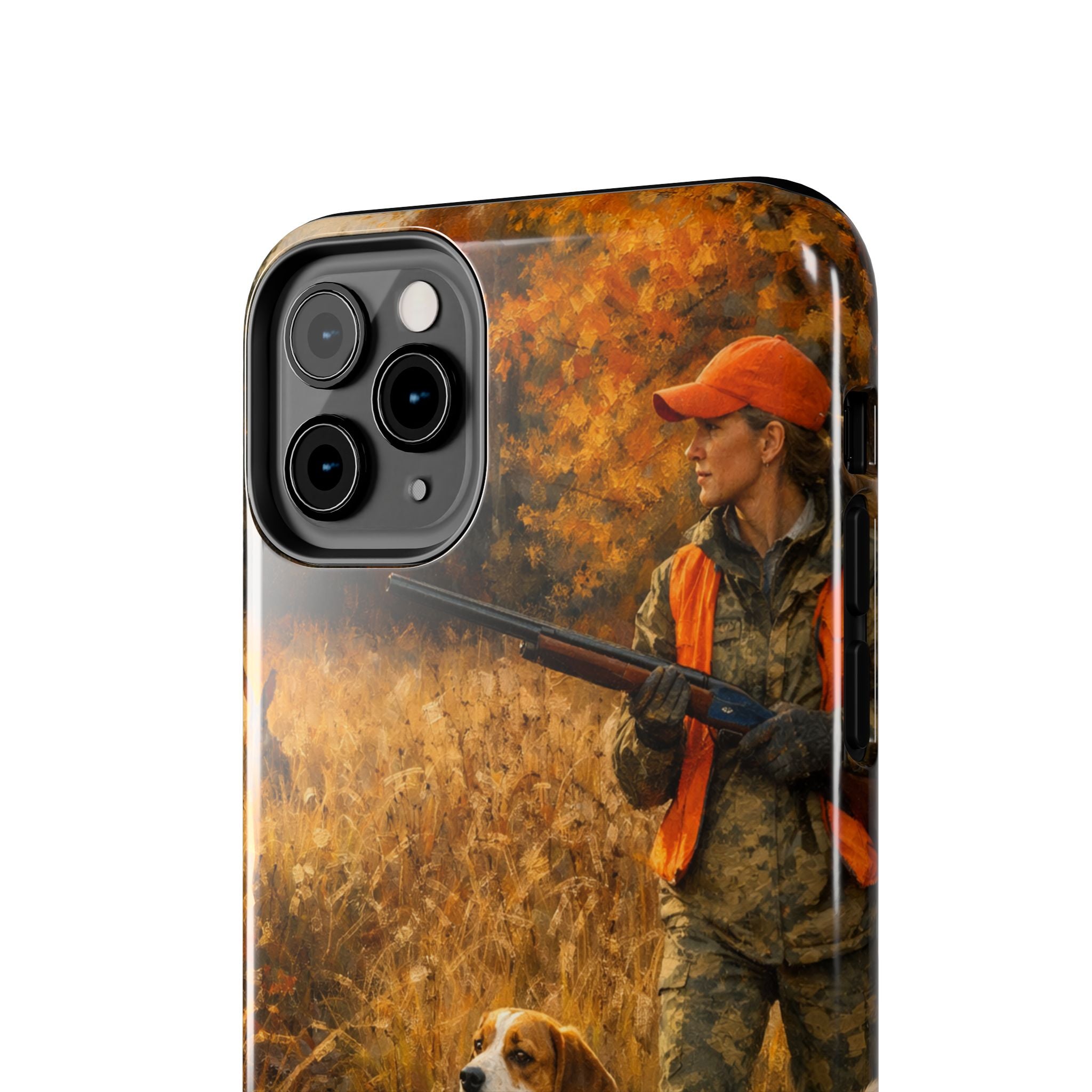 Hunting Scene Tough Phone Case — Hunter & Beagle Autumn Field Protective Cover