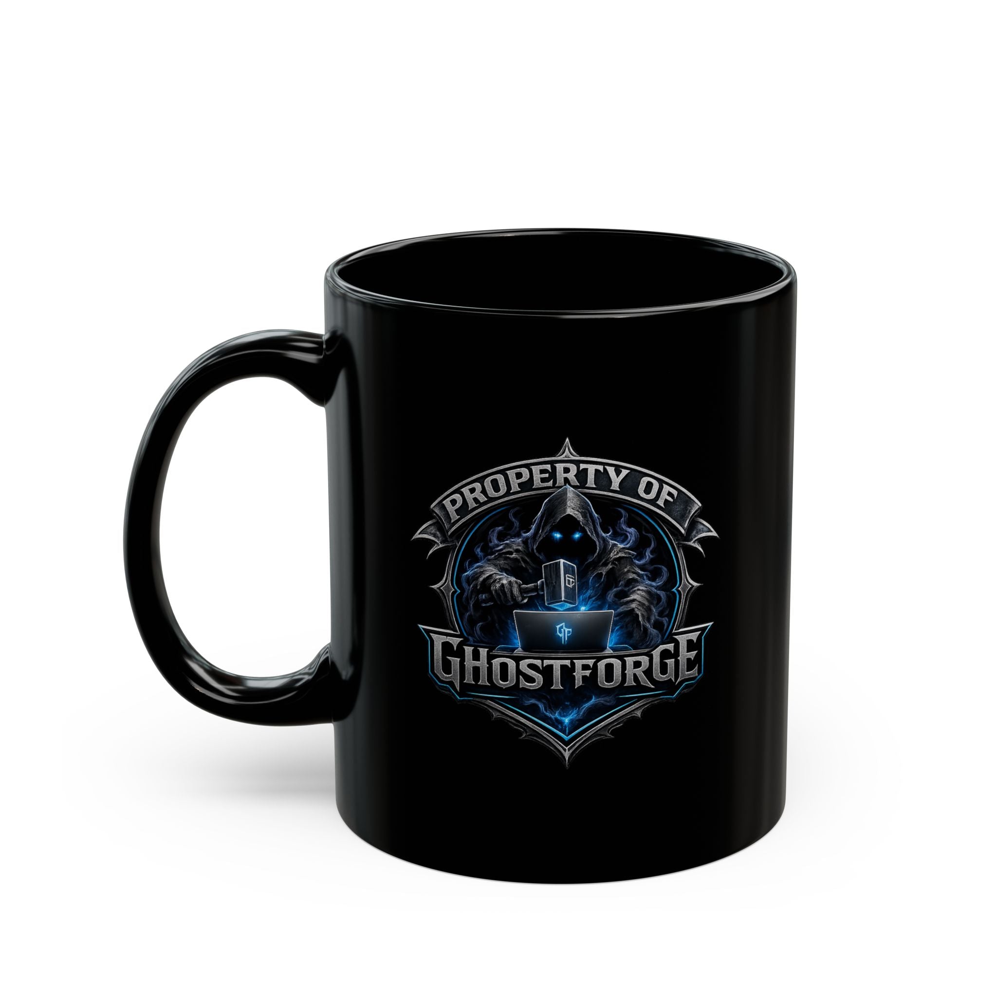 GhostForge Studio Logo Black Mug — Property of GFs Coffee Cup (11oz/15oz)