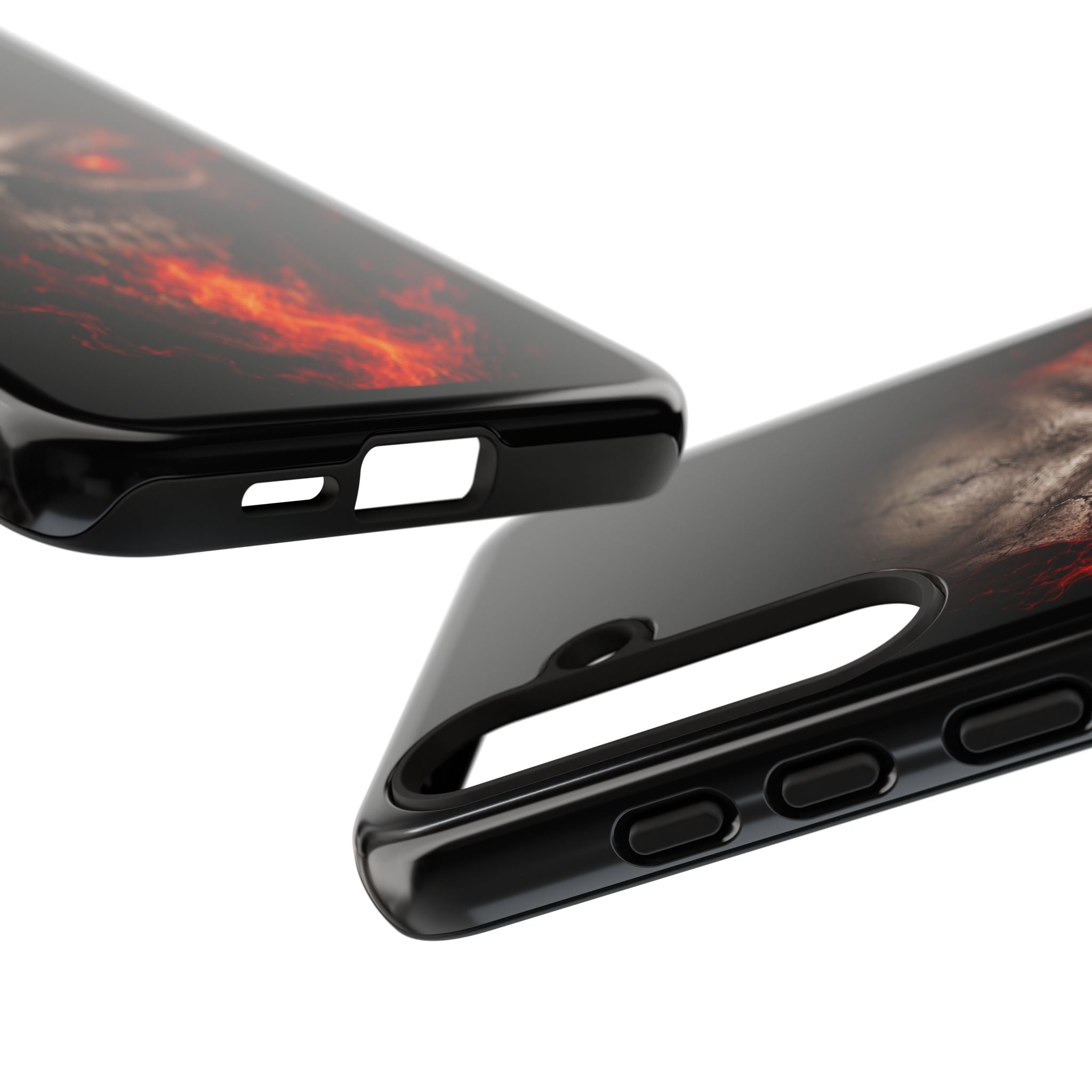 Flaming Skull Tough Case — Heavy-Duty Phone Case with Red-Eye Skull Design