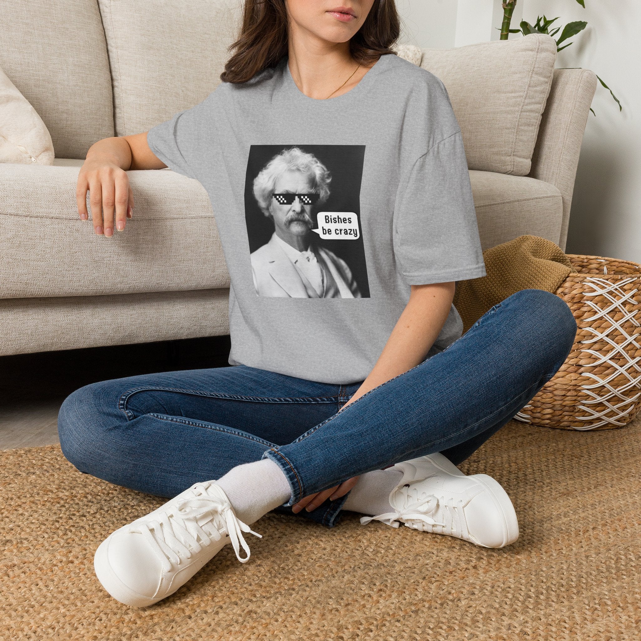 T-Shirt — Retro Mark Twain Meme Tee “Bishes Be Crazy”