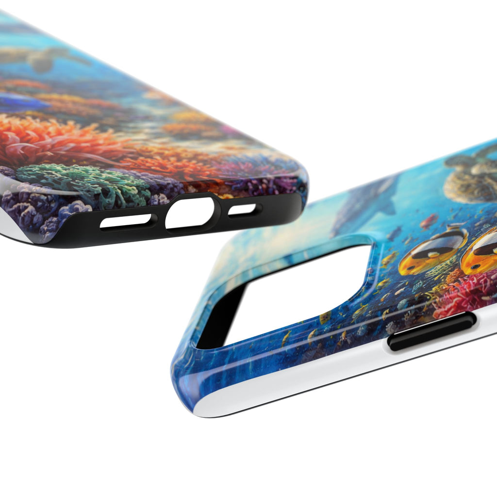 Ocean Reef Tough Phone Case — Colorful Sea Turtle & Tropical Fish Design