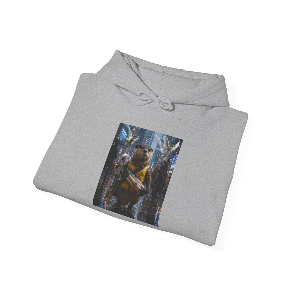 Messenger Otter Hoodie — Urban Wildlife Graphic Sweatshirt