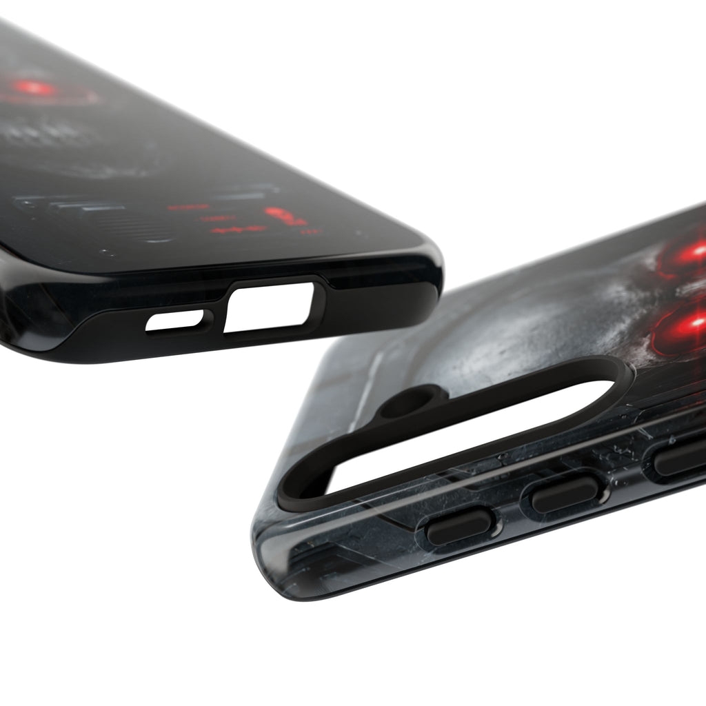 Skull Sentinel Phone Case — Red-Eyed Tactical Skull Protective Case