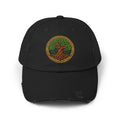 Distressed Baseball Cap — Celtic Tree of Life Faux-Embroidered Adjustable Hat