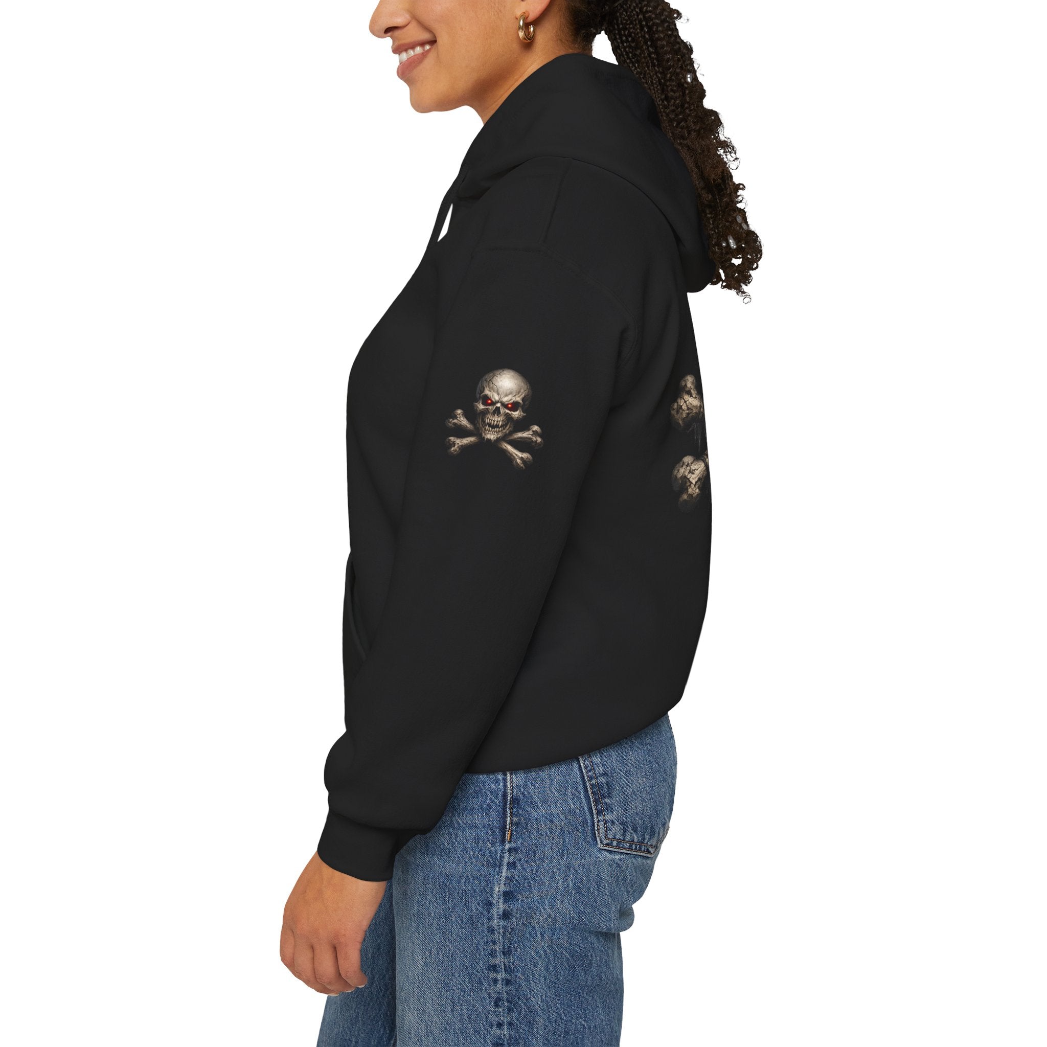 Premium Skull & Crossbones Hoodie — Red-Eyed Skull Graphic Pullover Hoodie