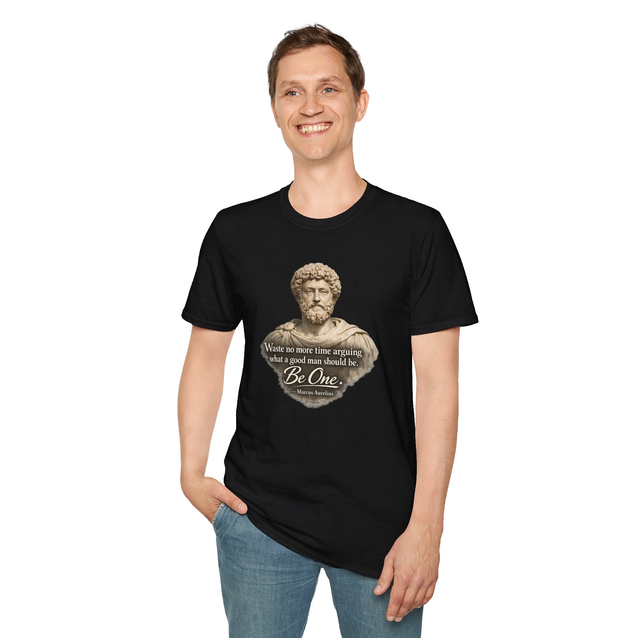 Marcus Aurelius Bust T-Shirt – “Waste No More Time...” Stoic Quote Tee