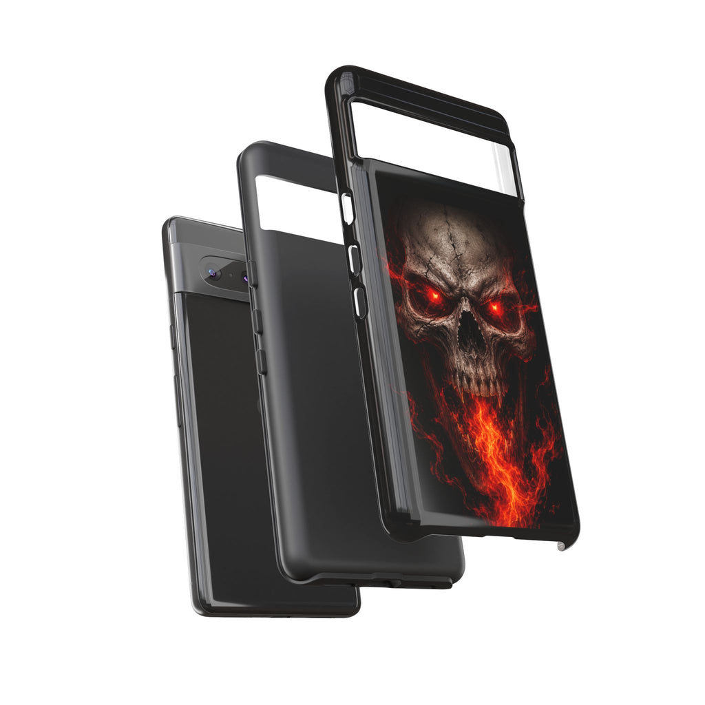Flaming Skull Tough Case — Heavy-Duty Phone Case with Red-Eye Skull Design