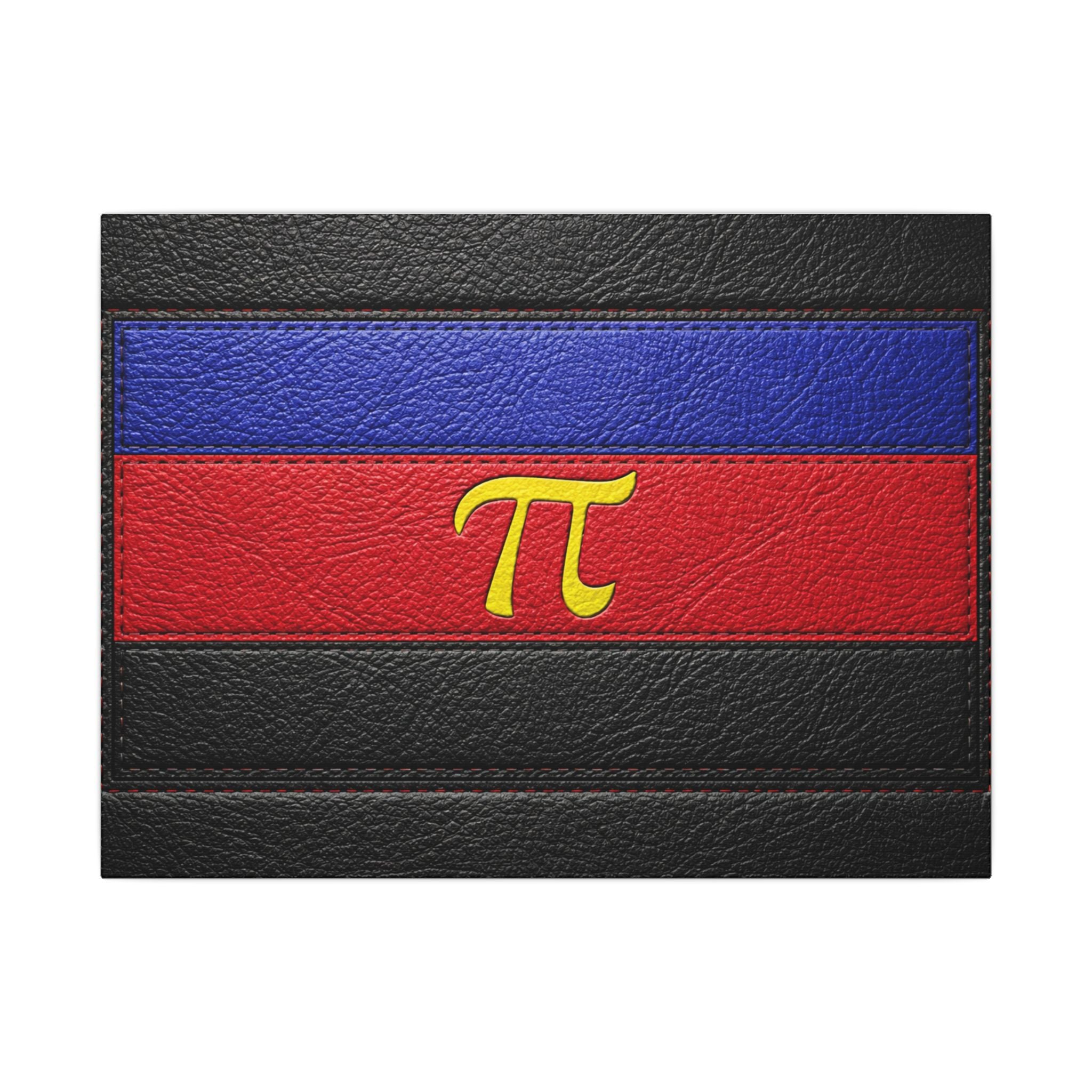 Polyamorous Symbol Leather Flag Canvas Print — Blue & Red Striped Matte Wall Art
